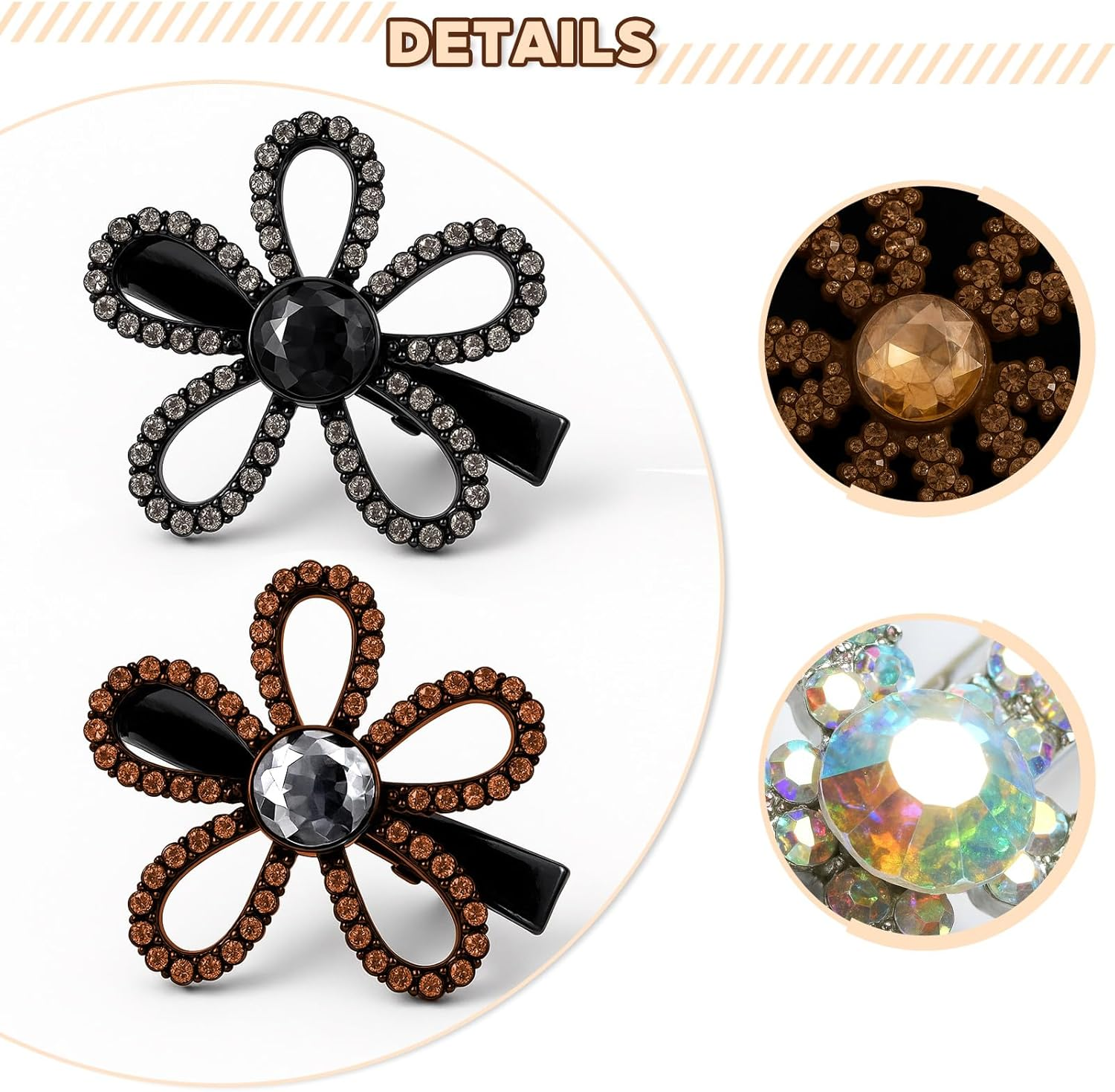 EUYKQNOI Hair Clip Flower 6 Cm Effect Duck Bill Clip - Fashionable Hair Clip for Women with Iridescent Petals, Suitable for Thick Hair, Elegant Spring Accessories (Pack of 3) image number 1