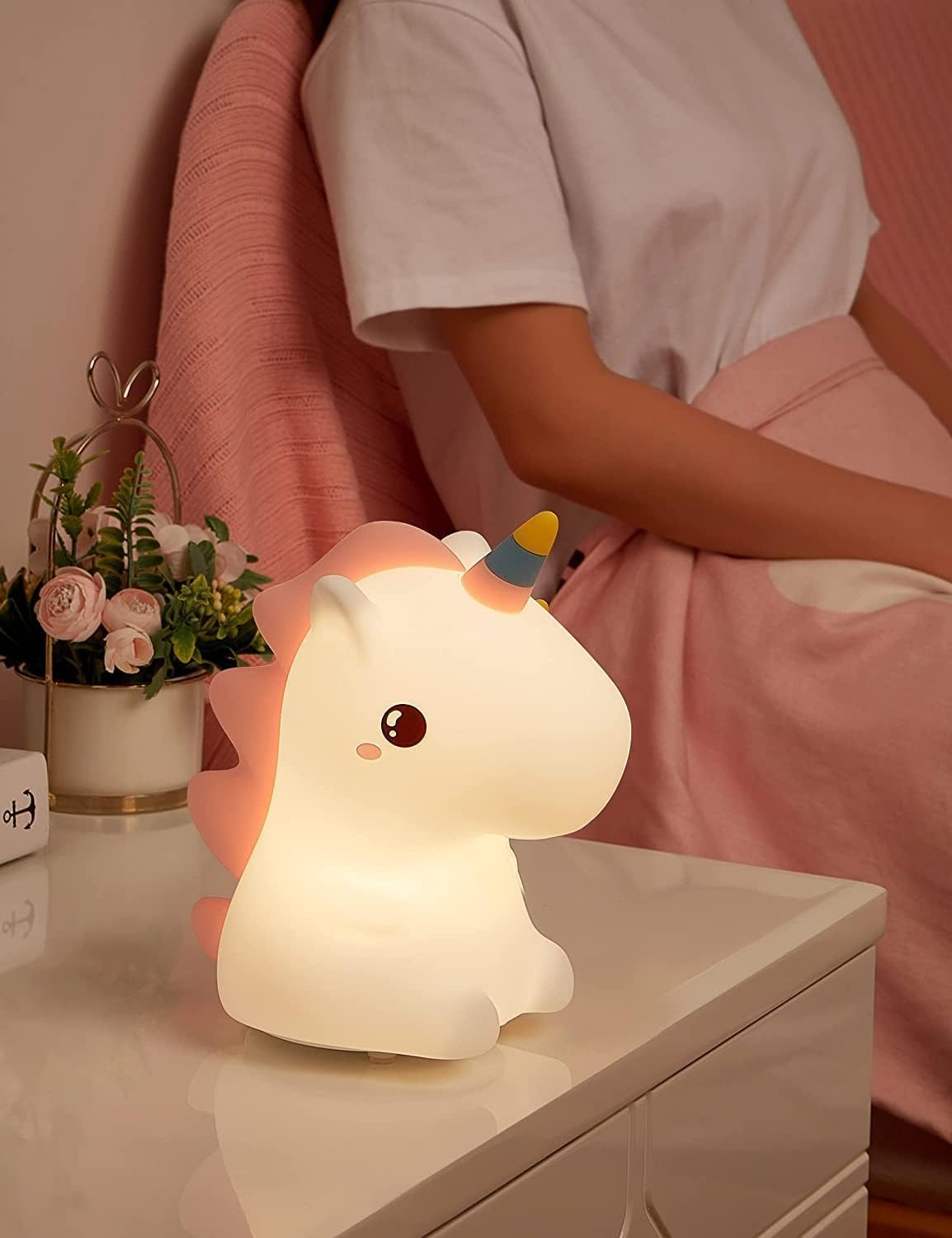 Ausale LED Unicorn Night Light for Bedroom, Unicorn Gifts For, Cute Night Lights for Kids Room, Changing Night Light Bedside Atmosphere Lighting, USB Rechargeable