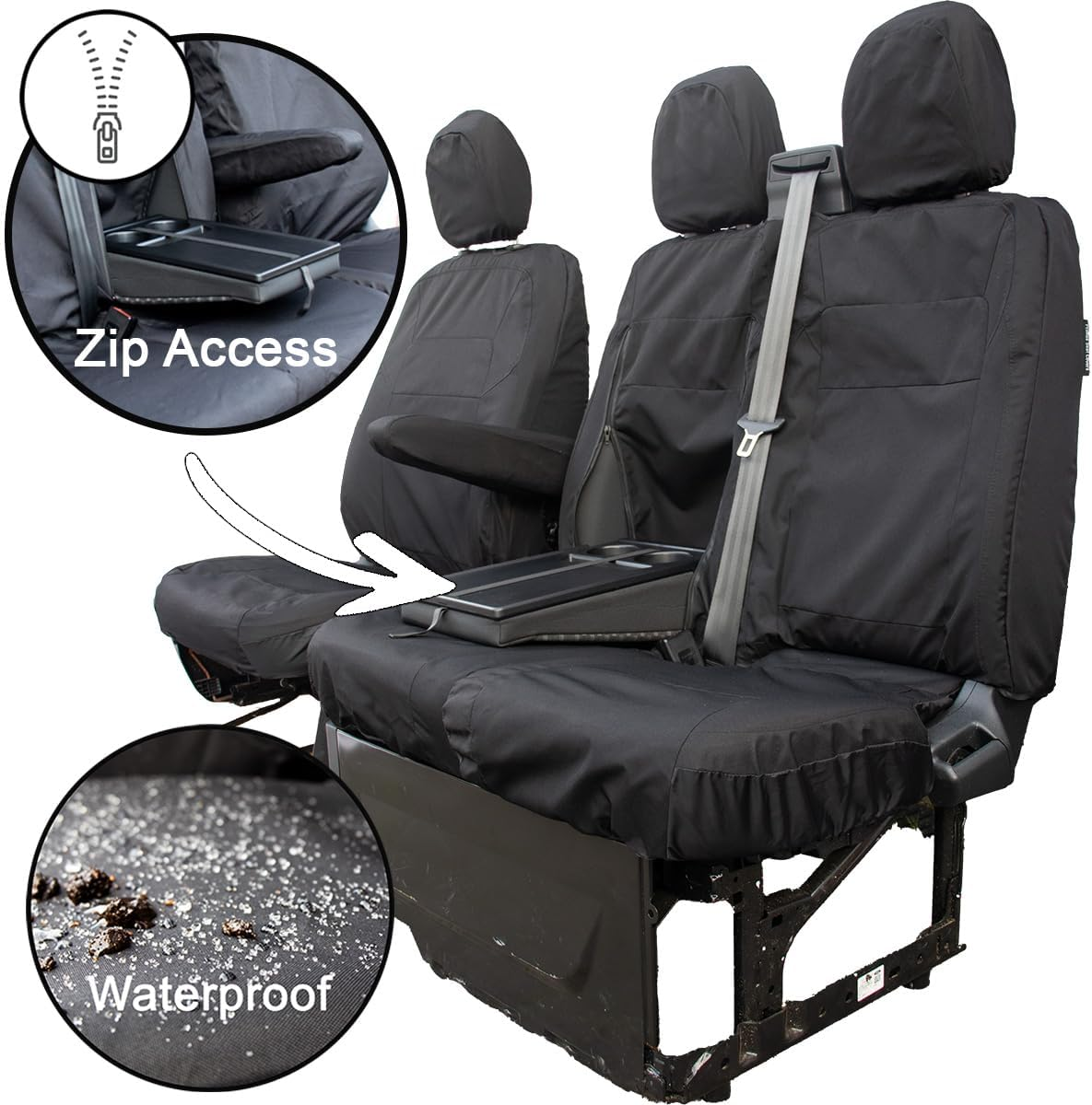 Seat Covers to Fit the Ford Transit Custom 2024 Onwards | Tailored Driver & Double Passenger | Waterproof, Heavy Duty, Durable Easy to Fit Ford Transit Custom Seat Cover 2025 | Single Driver Armrest image number 3