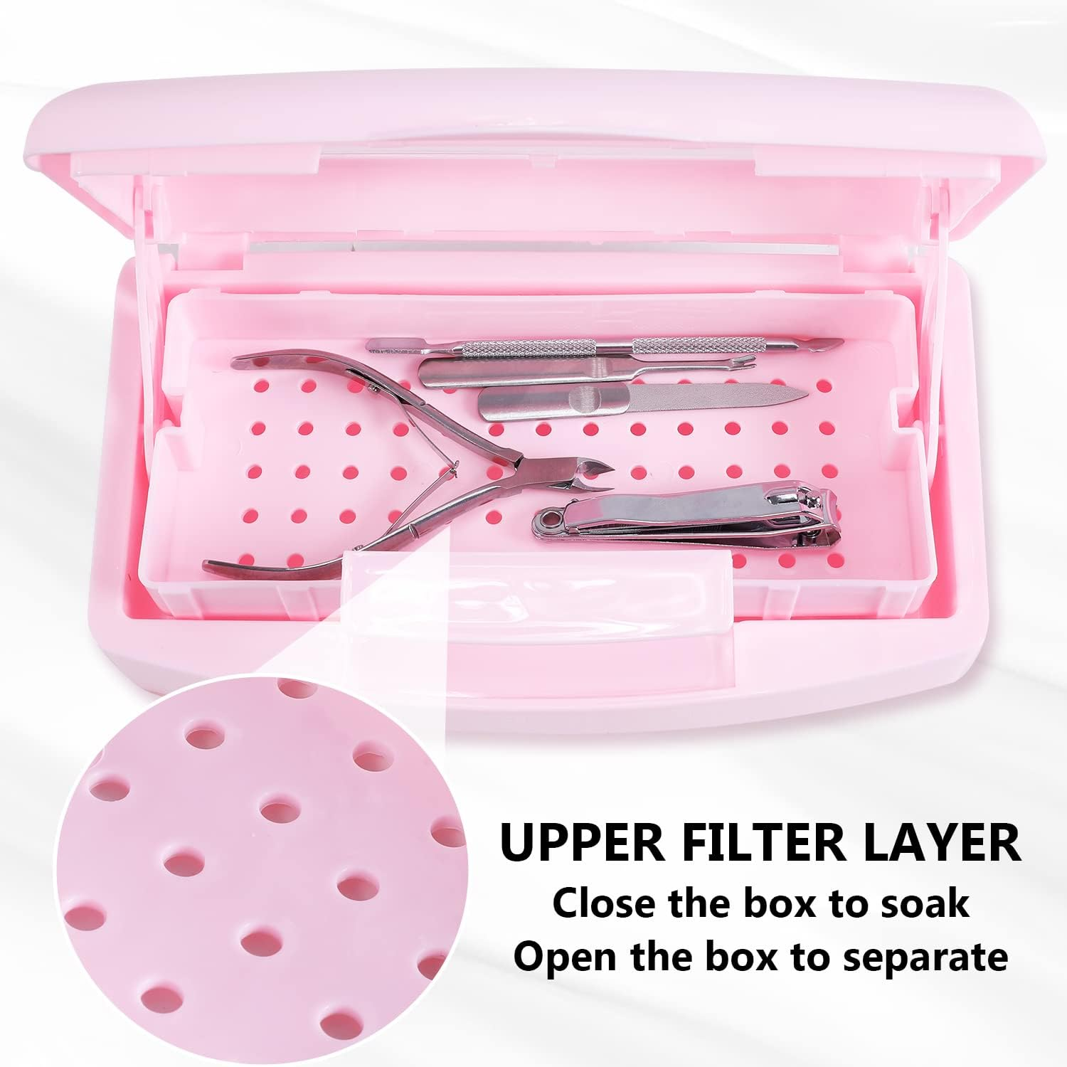 Machine-Ya Plastic Sterilizing Tray,Sterilization Box,Nail Art Tool Sterilizer Tray, Sterilizer Tray Box Nail Art Salon Sterilizing Too（Pink） - Black image number 5
