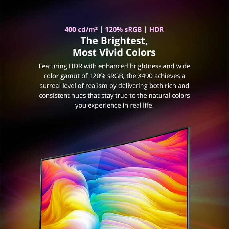 Prism+ X490 49" Curved Super Ultrawide Gaming Monitor, 32:9 DFHD (3840X1080), 144Hz, 7Ms, Adaptive Sync Technology, Ergonomic Stand, Zerobezel, Eye Care Technology, 3 Yrs Warranty image number 4