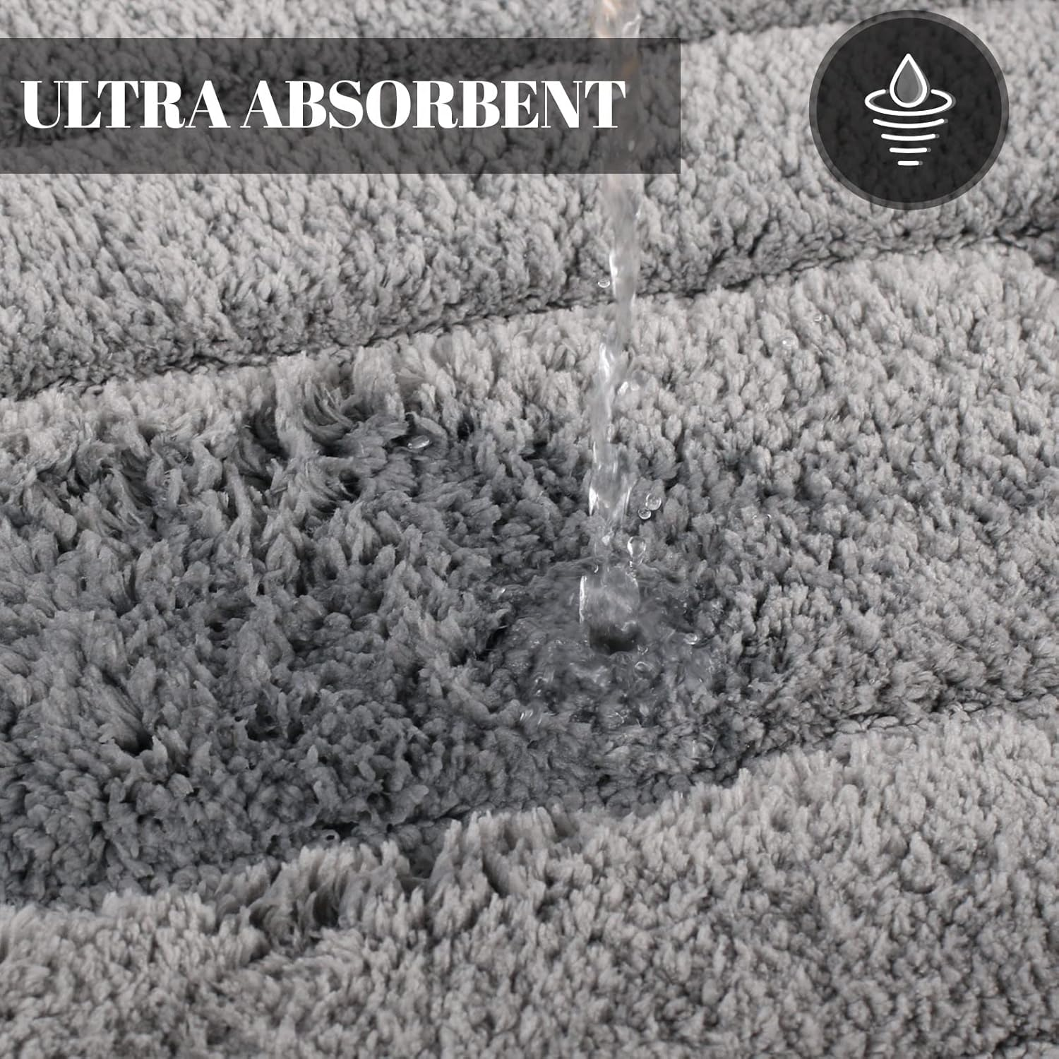 DUNSOO Bathroom Rug, Bath Mat, Floor Mat, Non-Slip, Washable, Soft Bath Mat, Water-Absorbent, Microfibre Bath Mat for Shower, Bath and Toilet - Grey, 40 X 60 Cm