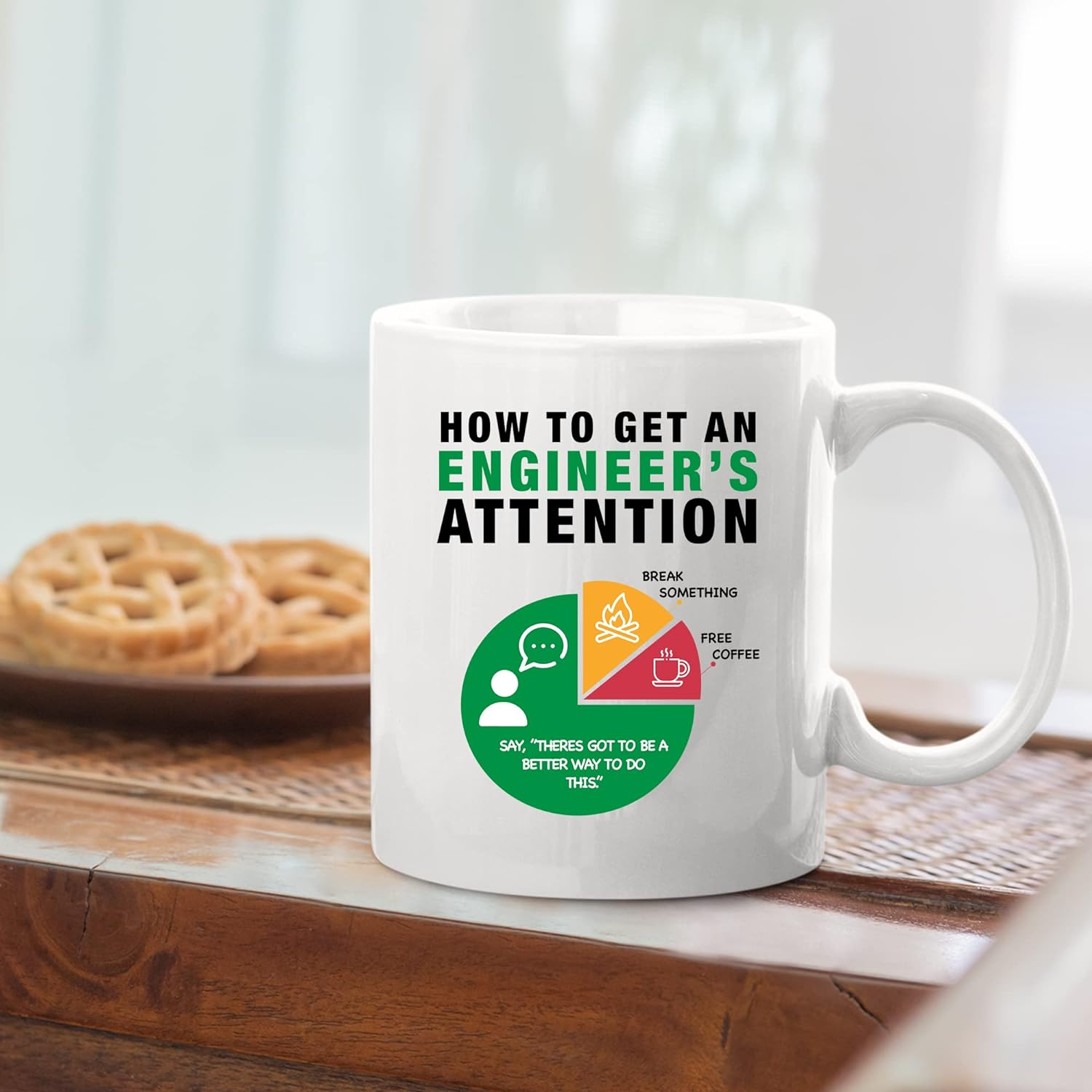 How to Get an Engineer'S Attention Funny Coffee Mug for Engineering Boyfriend Husband Student Son Daughter Coworker Friend from Dad Mom Wife Girlfriend Novelty Drinkware Ceramic Tea Cup 11Oz White image number 1