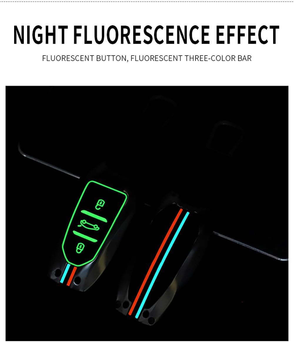 HIBEYO 3 Button Key Fob Cover for Peugeot 308 408 508 2008 3008 4008 5008 Key Smart Key Cover Accessories Fashion Alloy TPU Key Protector-B Keychain Black