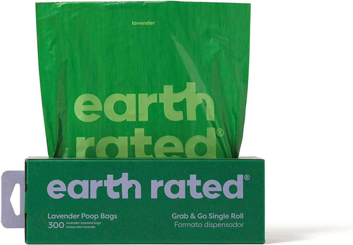 Earth Rated Dog Poop Bags, Thick Grab and Go Single Roll, Ideal for Backyard Pickups, Lavender Scented, 300 Bags image number 2