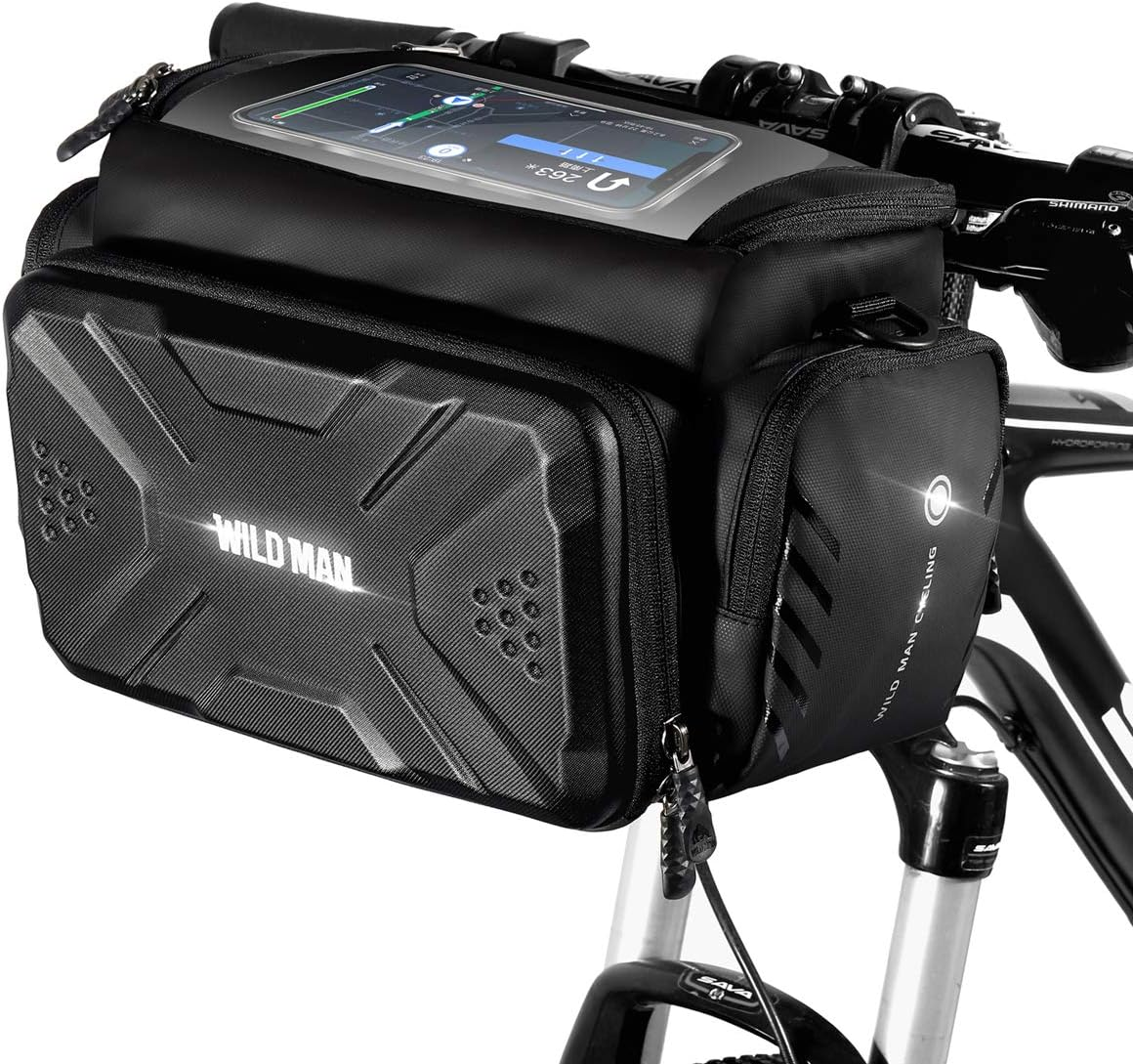 WILD MAN 4L Rainproof Bike Handlebar Storage Bag with Touch Screen Use for MTB Mountain Road Bike Folding Bike Scooters image number 2