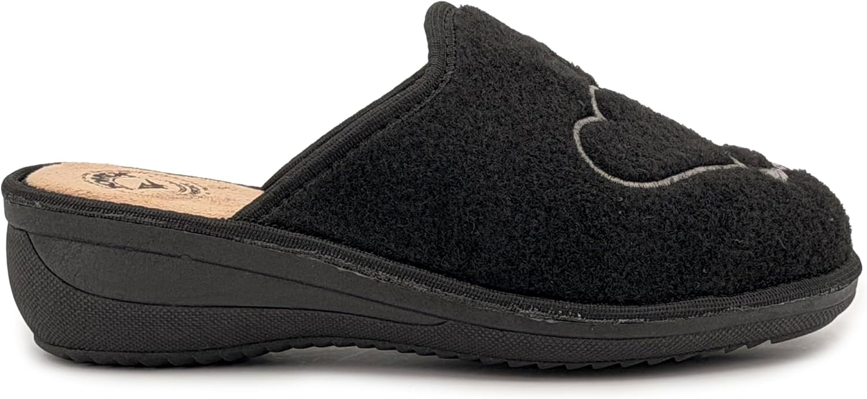 JOMIX Women'S Slippers Winter Comfortable Slippers Low Wedge Heel Made of Felt with Embroidered Hearts Warm Soft Non-Slip Made in Italy image number 2