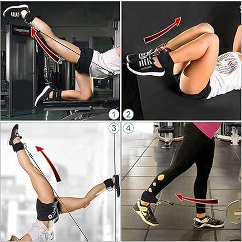 Fitness Ankle Straps for Cable Machines, 2 Pack Adjustable Ankle Strap with Double D-Rings and Neoprene Support,Comfortable Adjustable Padded Ankle Wrist Cuffs Neoprene Padded Straps image number 4