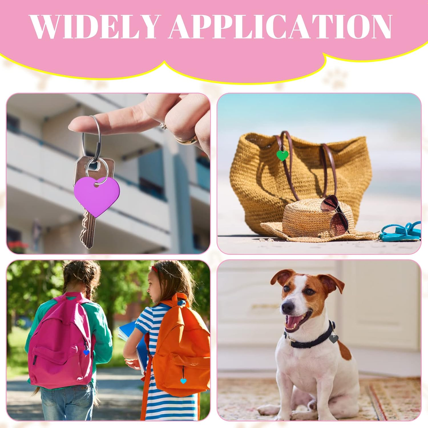 HACRAHO Pet ID Tags, 20 PCS Colorful Dog ID Tags Double Sided Pet Name Phone Number ID Tags with 20 PCS Key Rings for Dogs and Cats, Heart Shape image number 6