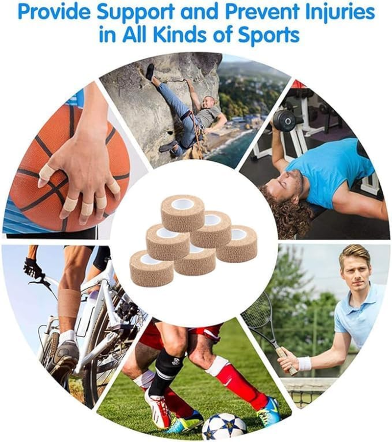 12 Rolls Self Adherent Wrap Tape, 1'' X 5Yards Medical Cohesive Bandages Flexible Stretch Breathable Wrap Rolls, Athletic Strong Elastic First Aid Tape for Sprain Swelling Sports image number 1