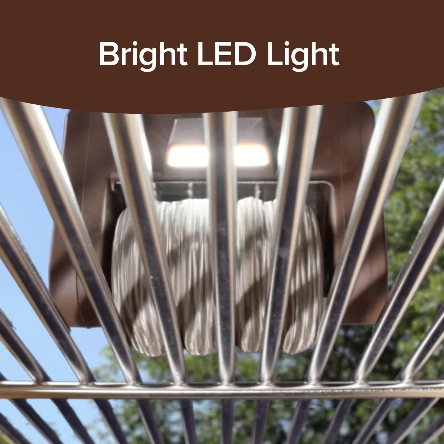 Electric BBQ Grill Cleaning Brush Cordless Electric Barbecue Brush with LED Light Detachable 350 RPM Stainless Steel Barrel Rotating Brush Drum for Outdoor Barbecuing (Brown) image number 6