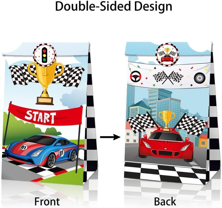 12 Pack Racing Car Wheels Party Favour Boxes Red & Blue Treat Boxes for Kids Birthday Speed Track Theme Goodie Boxes for Lollies, Candy, Snacks & Party Decorations