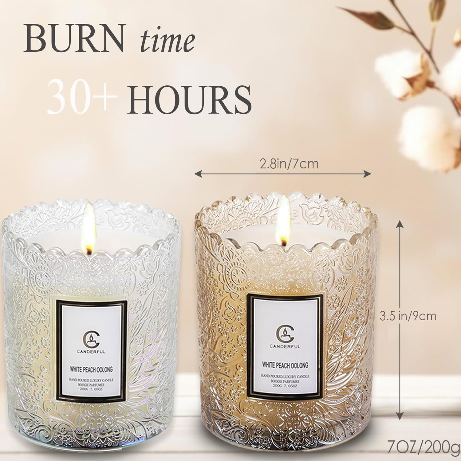 Scented Candle in Elegant Glass Box, 7 Oz/ 200G - 100% Natural Soy, 30-Hour Burn Time - Perfect Home Fragrance, Thoughtful Gifts for Women and Men (Osmanthus) image number 4
