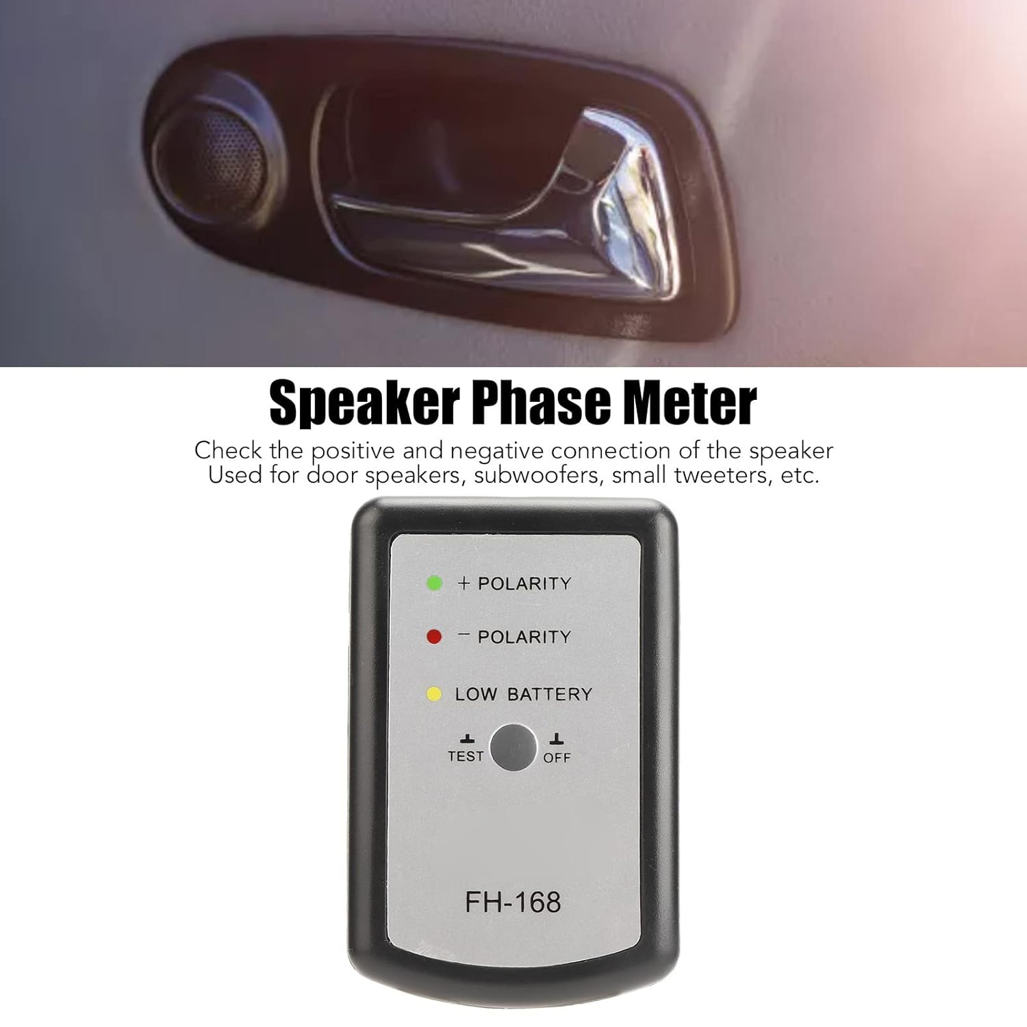 Speaker Polarity Tester, Automotive System Phase Meter for Car Subwoofer Tweeter, Detect Correctness of Speaker Connections