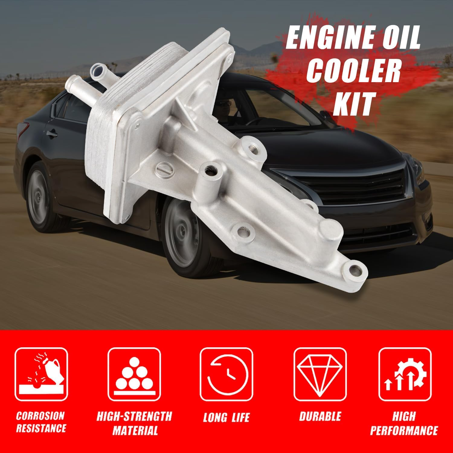 Engine Oil Cooler Kit with Gasket Compatible with Nissan Altima Sentra Rogue 2.5L 2007-2013 Replaces 21300-JA06A 21304-JA00A image number 1