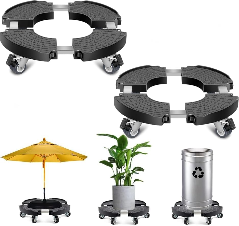 2 Pack Plant Caddy with Wheels Heavy Duty, 40-48CM Adjustable Plant Stand with Wheels, Large Plant Dolly Cart for Vertical Garden Tower, Vertical Planters, Patio Umbrella Base, Plant Pots, Trash Can image number 1