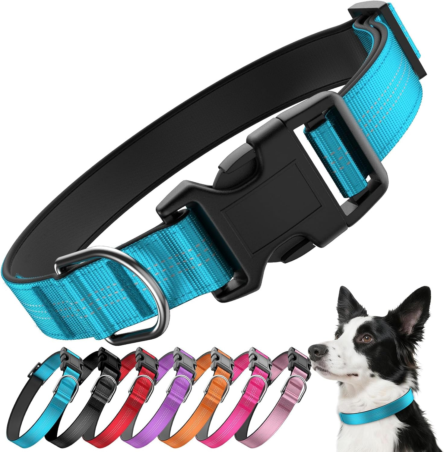 Reflective Air Tag Dog Collar - 100% Waterproof Dog Collar Airtag Holder | Extra-Durable, Soft Padded Airtag Dog Collars for Small Medium Large Dogs