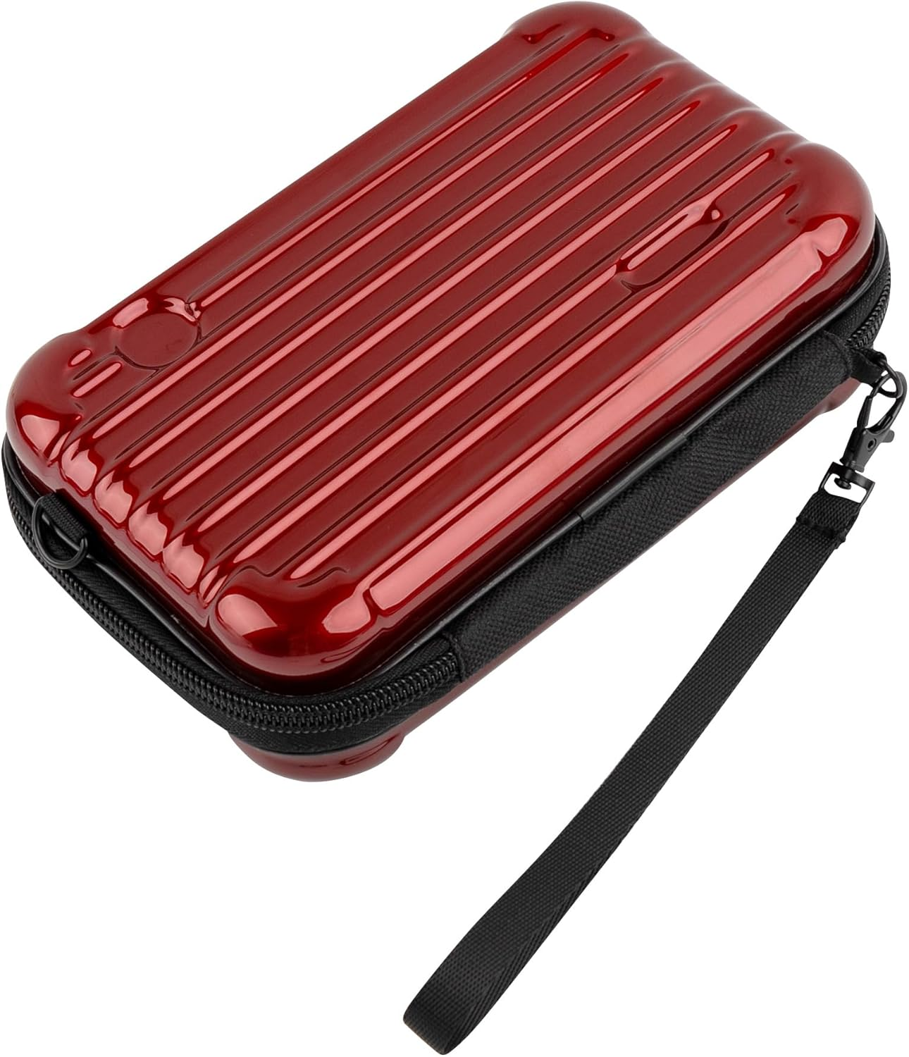 Framendino, Purple Hard Shell Cosmetics Case Carrying Bag for Toiletry Mini Cross Body with Detachable Grip Rope and Shoulder Strap Women