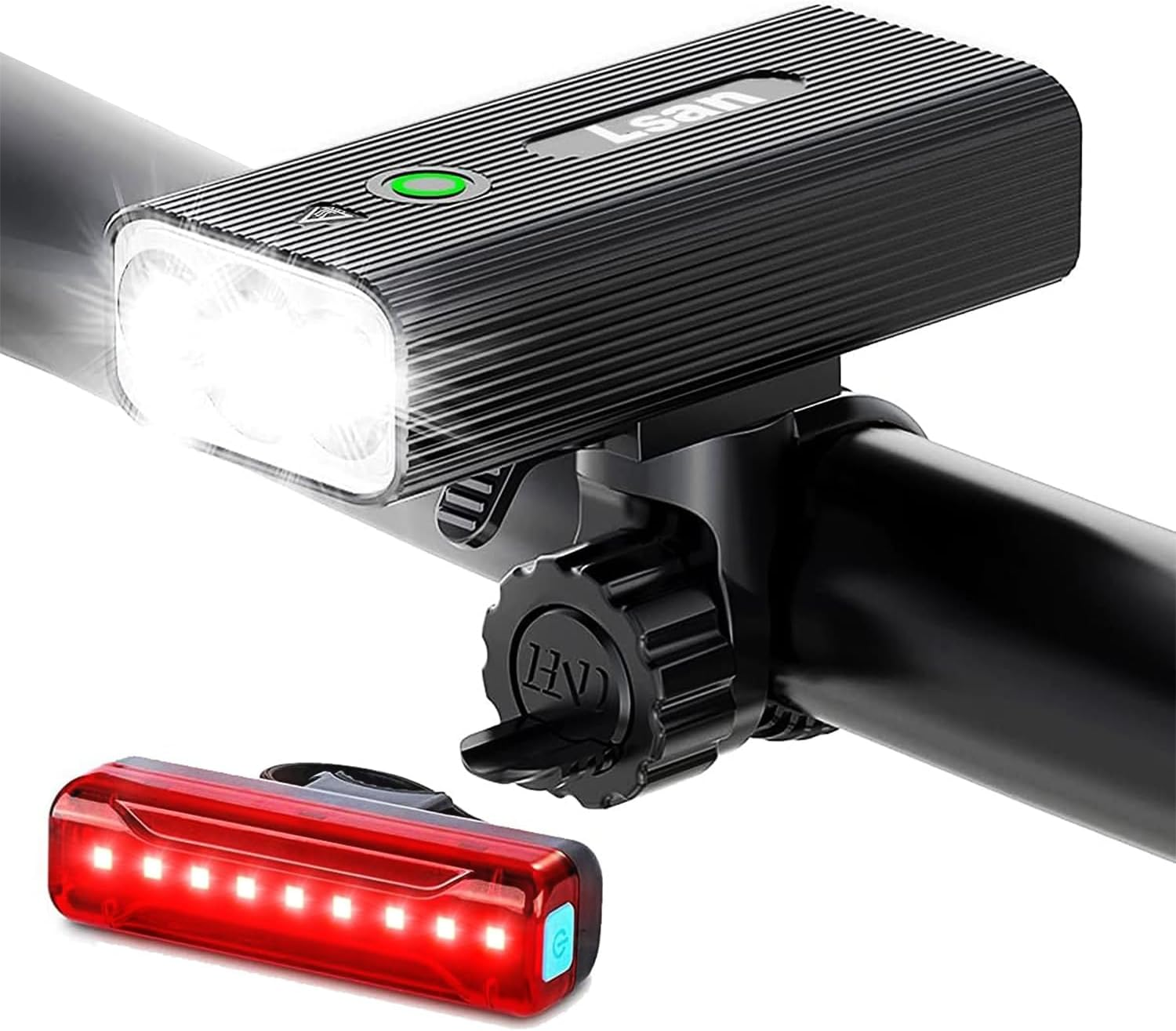 Super Bright 1200 Lumens Bike Lights Set - USB Rechargeable 3 LED Front and Back Bicycle Lights, IPX5 Waterproof with 3+5 Light Modes, Power Bank Function, Ideal for Night Riding image number 2
