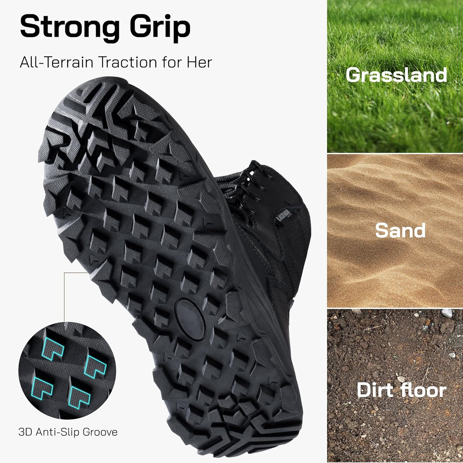 LACKWAR Women'S 8 Inch Hiking Tactical Combat Boot Waterproof Military Work Boots Lightweight Military Boots Non Slip Ankle Support Outdoor Boots for Women image number 4