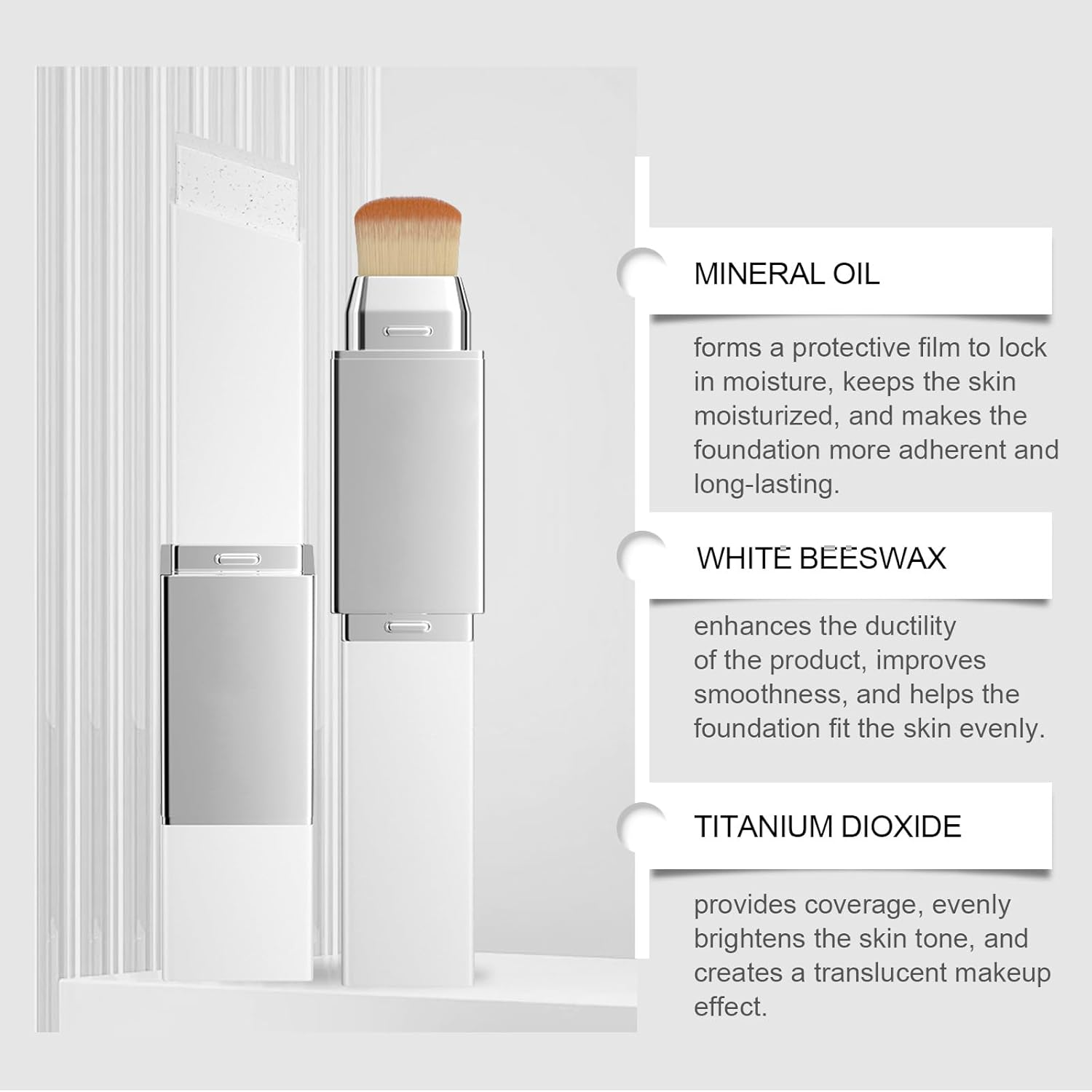 Color Changing Foundation Stick with Concealer, Full Coverage Dewy Finish Base Makeup Moisturizing, Natural White, White Foundation That Matches Skin Tone, Full Coverage for All Skin Types (2PCS) - 4Pcs image number 5