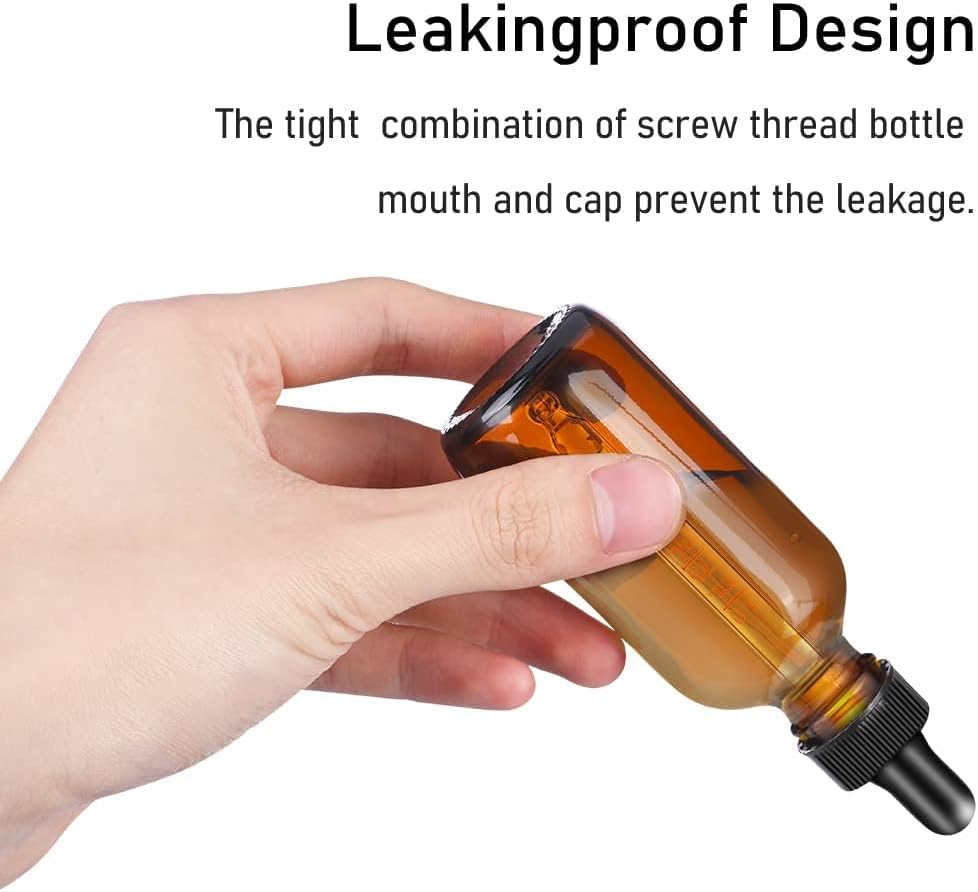 3-Pack 30Ml Amber Glass Dropper Bottles with Measured Dropper, Glass Dropper Bottles for Essential Oils, Labels & Funnel | UV Protective, Leakproof image number 1
