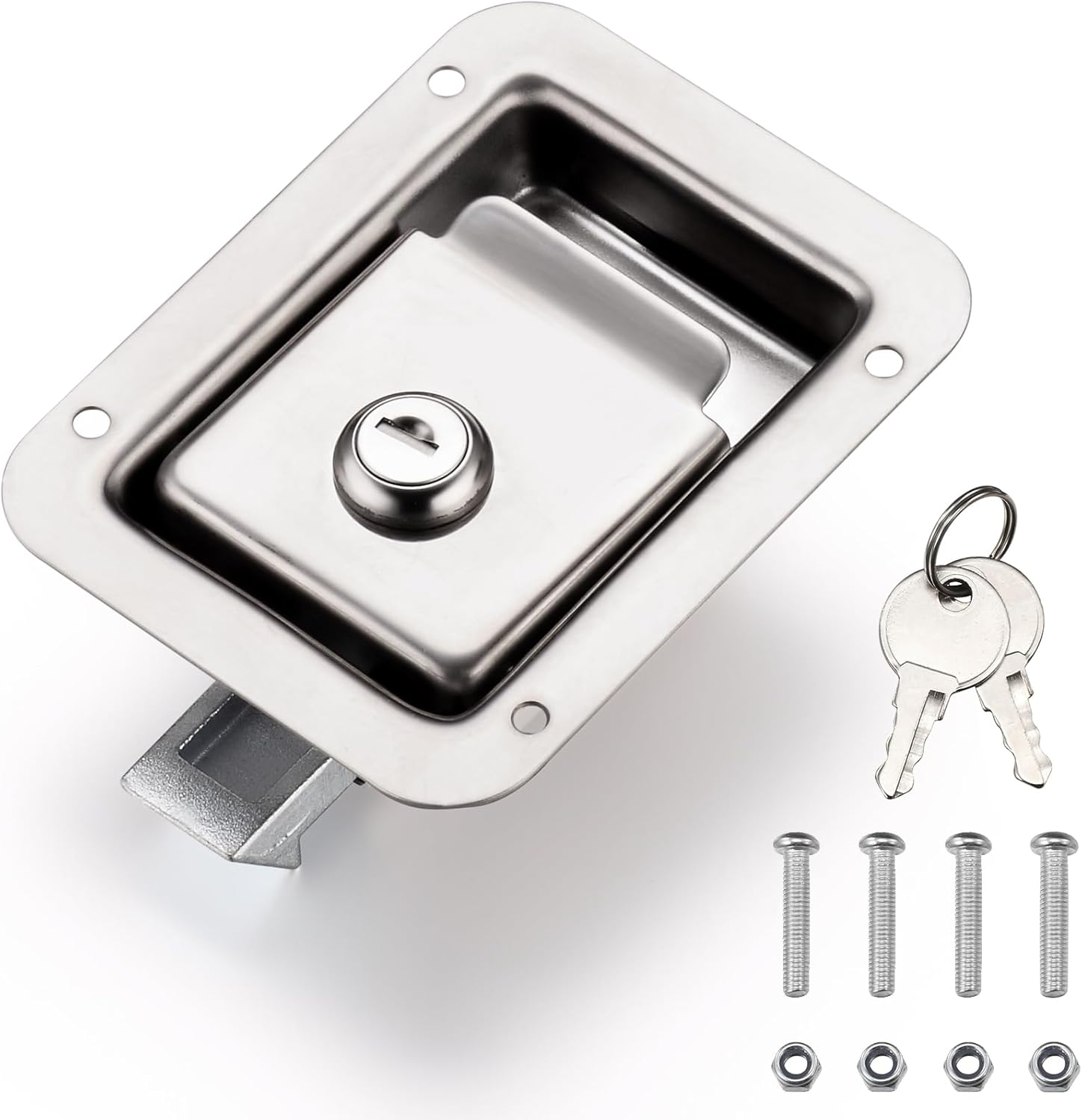Loclink Truck Tool Box Lock Replacement Kit, Stainless Steel Locking Paddle Latch for Truck Bed Toolbox Handle, Trailer Door, RV, Camper, ATV, UTV, 140 * 108Mm with Keys