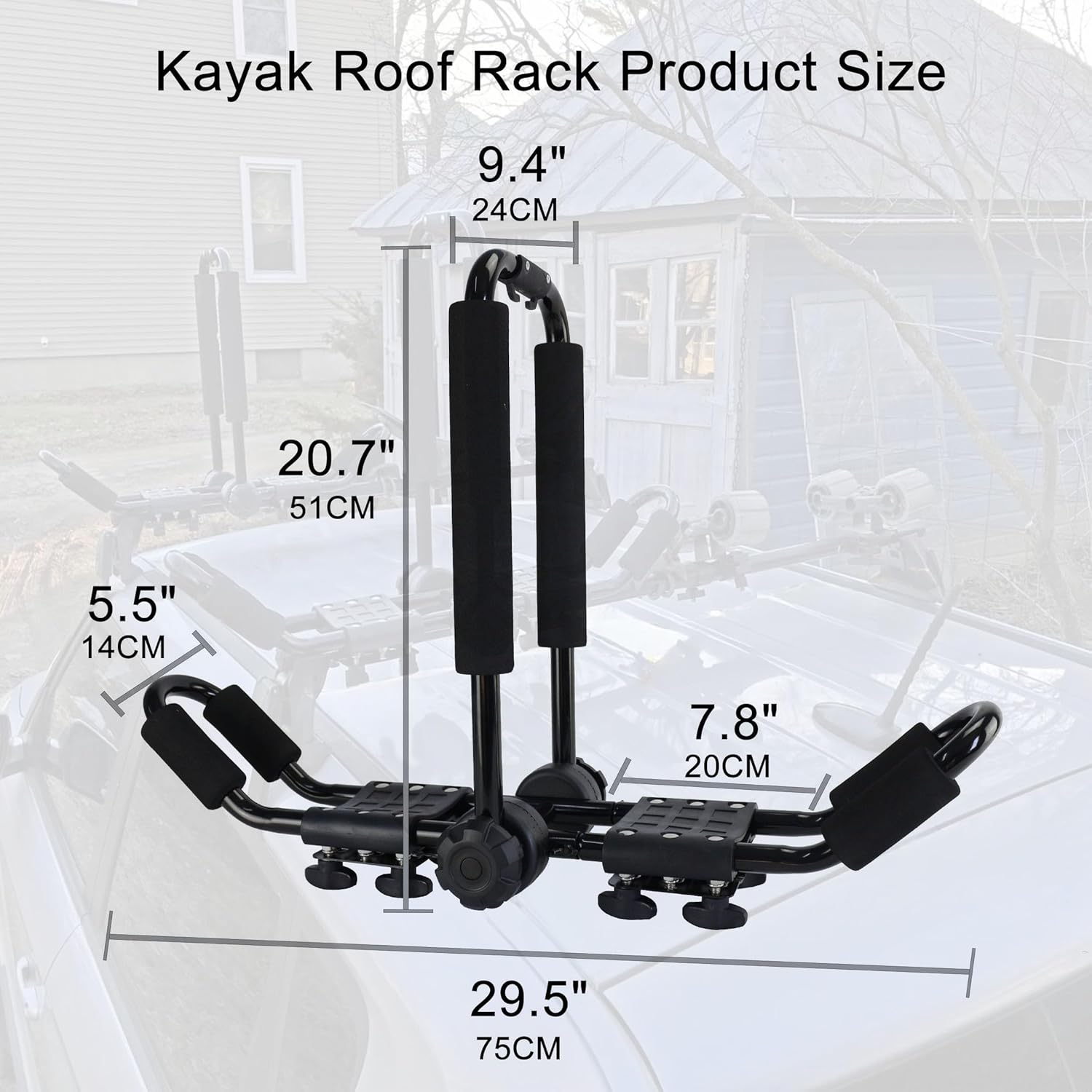 Folding Kayak Roof Rack Adjustable for Kayak/Canoe/Sup,J-Bar Rack on Roof Mounting on SUV, Car and Truck Crossbars. (23-Krf-2) image number 5
