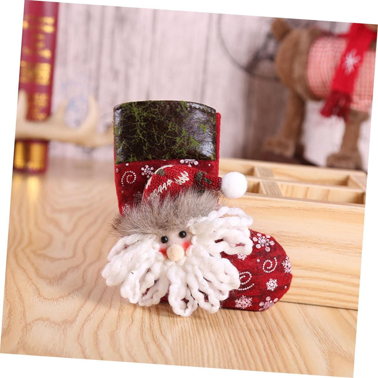 6Pcs Christmas Tree Decorations 3D Santa Claus Elk Snowman Snowflake Gift Stockings Candy Socks Holders Hanging Ornament Party Bags Random Style image number 4