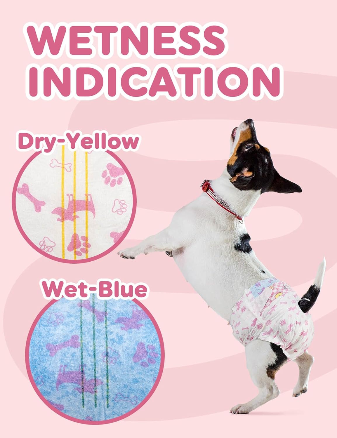 Dono Disposable Dog Nappies Female,48Pcs,Wetness Indicator,Super Absorbent Leak-Proof,Dog Season Diapers Female,Cat Nappies,Dog Pants for Incontinence,Heat,Period,Excitable Urinary,Xxs,Xs,S,M,L image number 2