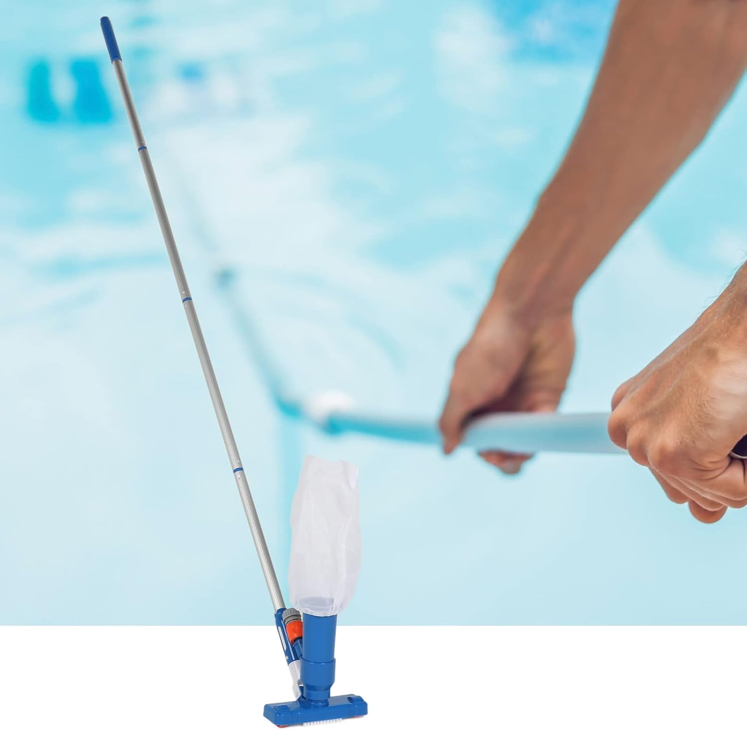 Pool Spa Jet Vacuum Cleaner, 63 Portable Pool Vacuum Jet Underwater Cleaner, Adjustable 4 Poles Pool Cleaner, Fit for Spa, Hot Tub, Fountain Vacuuming, Attach to Use Garden Hose image number 2