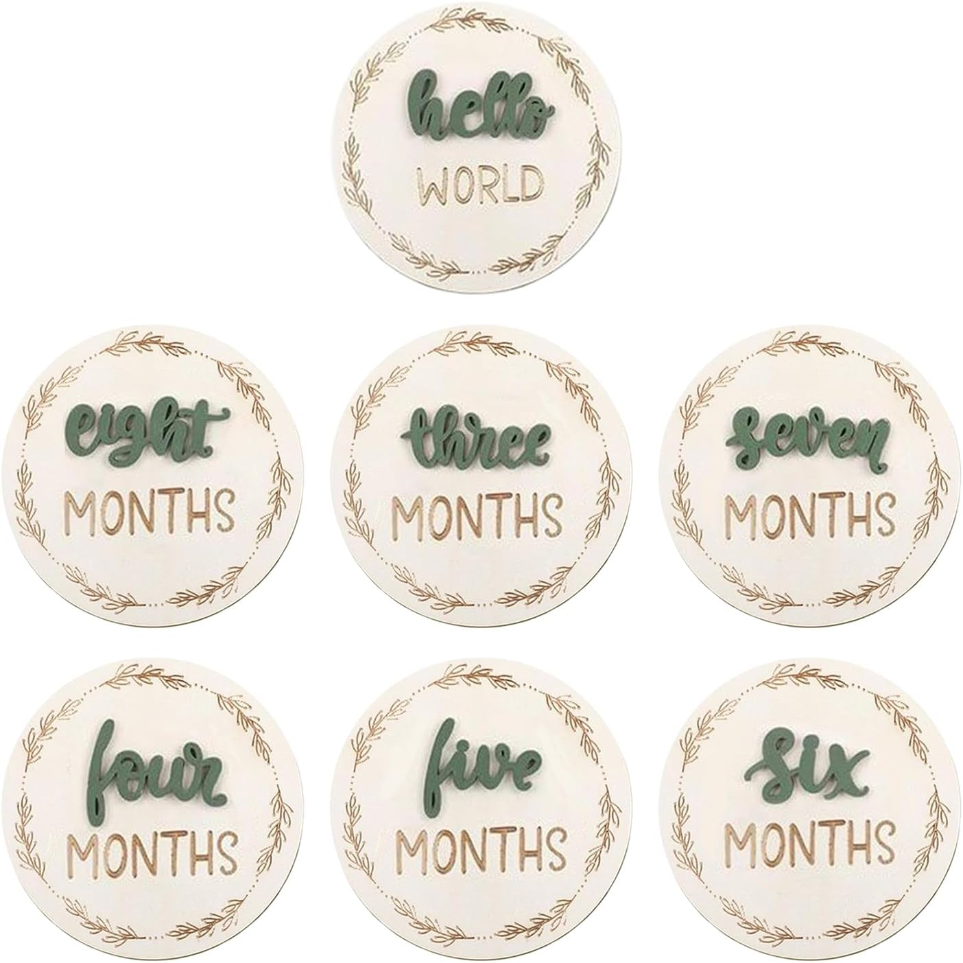 Baby Birthday Month Signs - 7 Baby Announcement Signs - Reusable Decorations & Photo Accessories, Wooden Birth Cards for Living Room