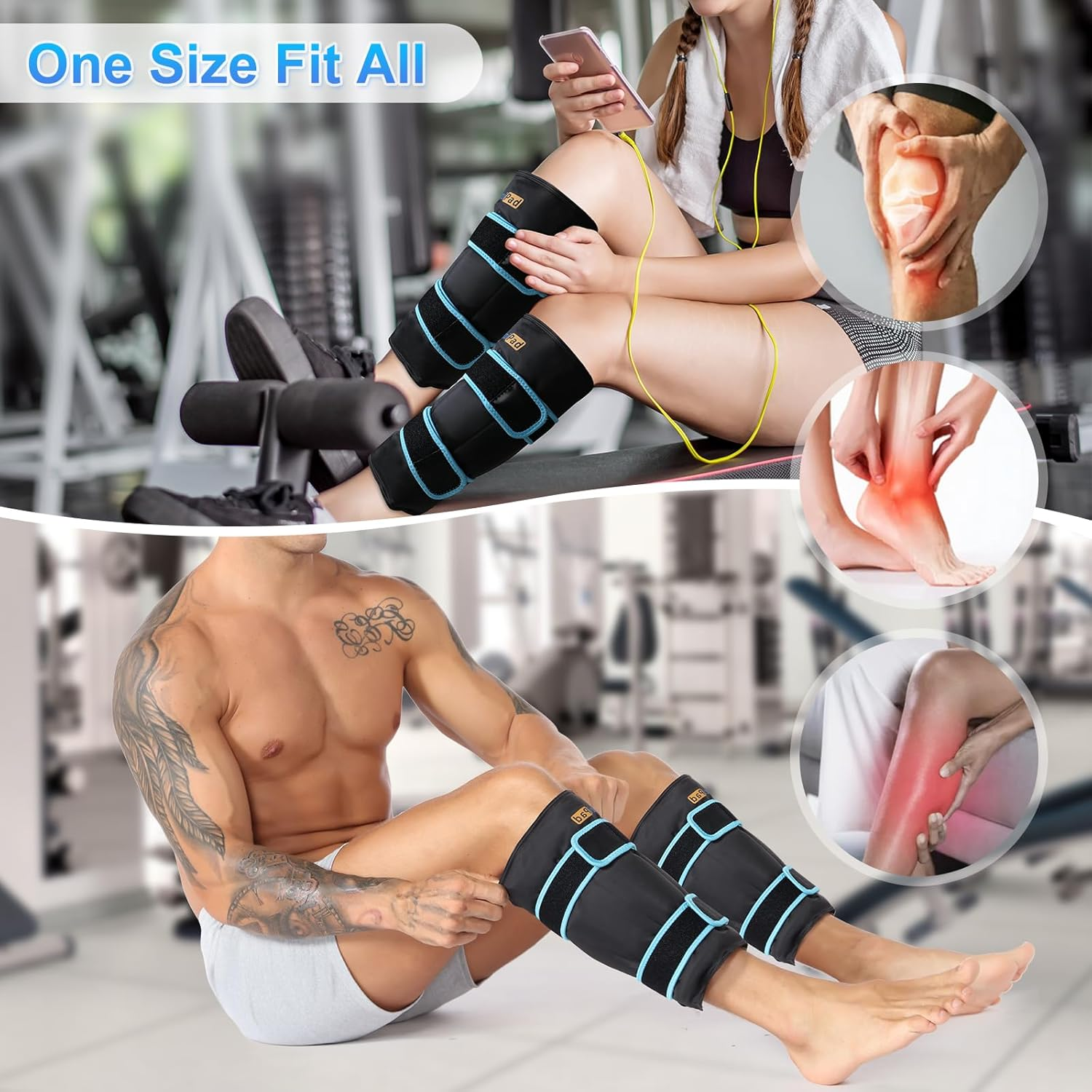 Shin Splint Reusable Ice Packs, Calf Gel Pack Wrap, Cold Compression Sleeve for Runner, Shank Splints Leg Support, Great Helpful to Muscle Discomfort (Pack of 2) image number 2