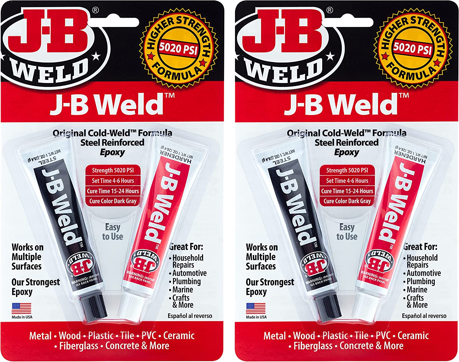 J-B Weld Original Epoxy, Steel Reinforced Epoxy, High Strength, Dark Grey (8265S-2), 2 Oz - 2 Pack image number 5