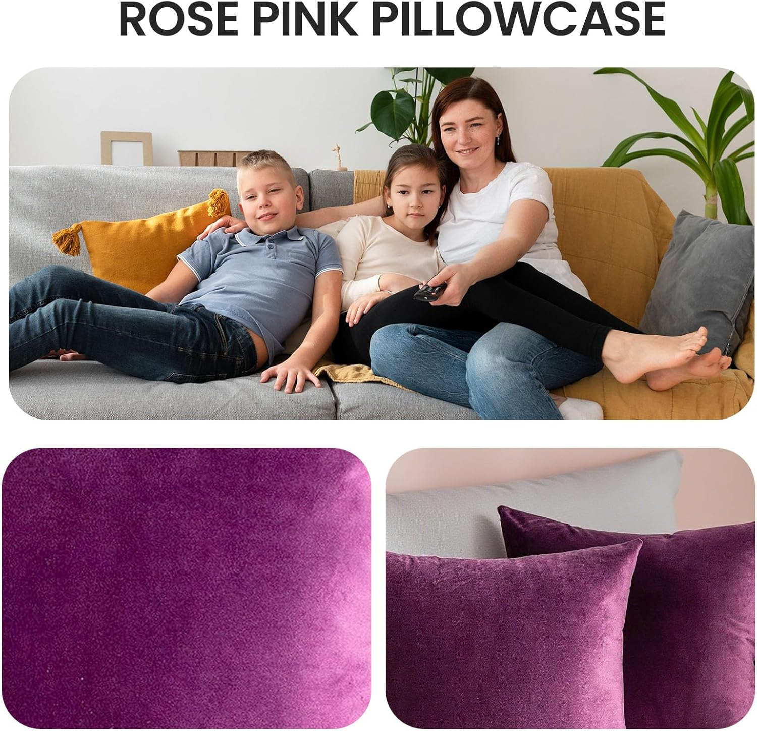 Velvet Decorative Throw Pillow Covers Set of 2 Soft Thick Cushion Cases for Sofa Bedroom Home Car(18X18 Inches,Purple)