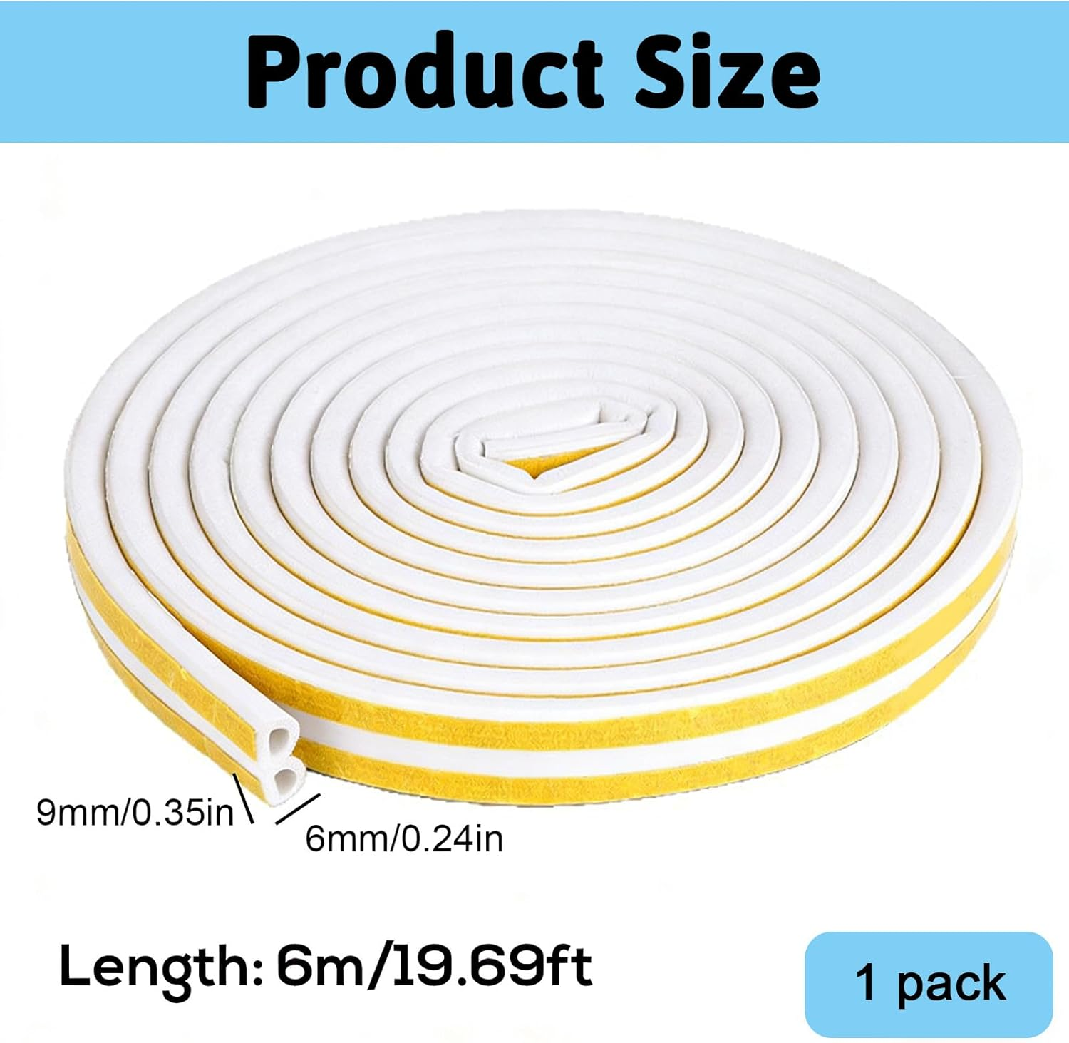 Weather Stripping Tape - 20Ft Self - Adhesive Door & Window Seal Strip, Rubber Foam Draught Excluder, anti - Collision Sound Insulation (Brown) image number 4