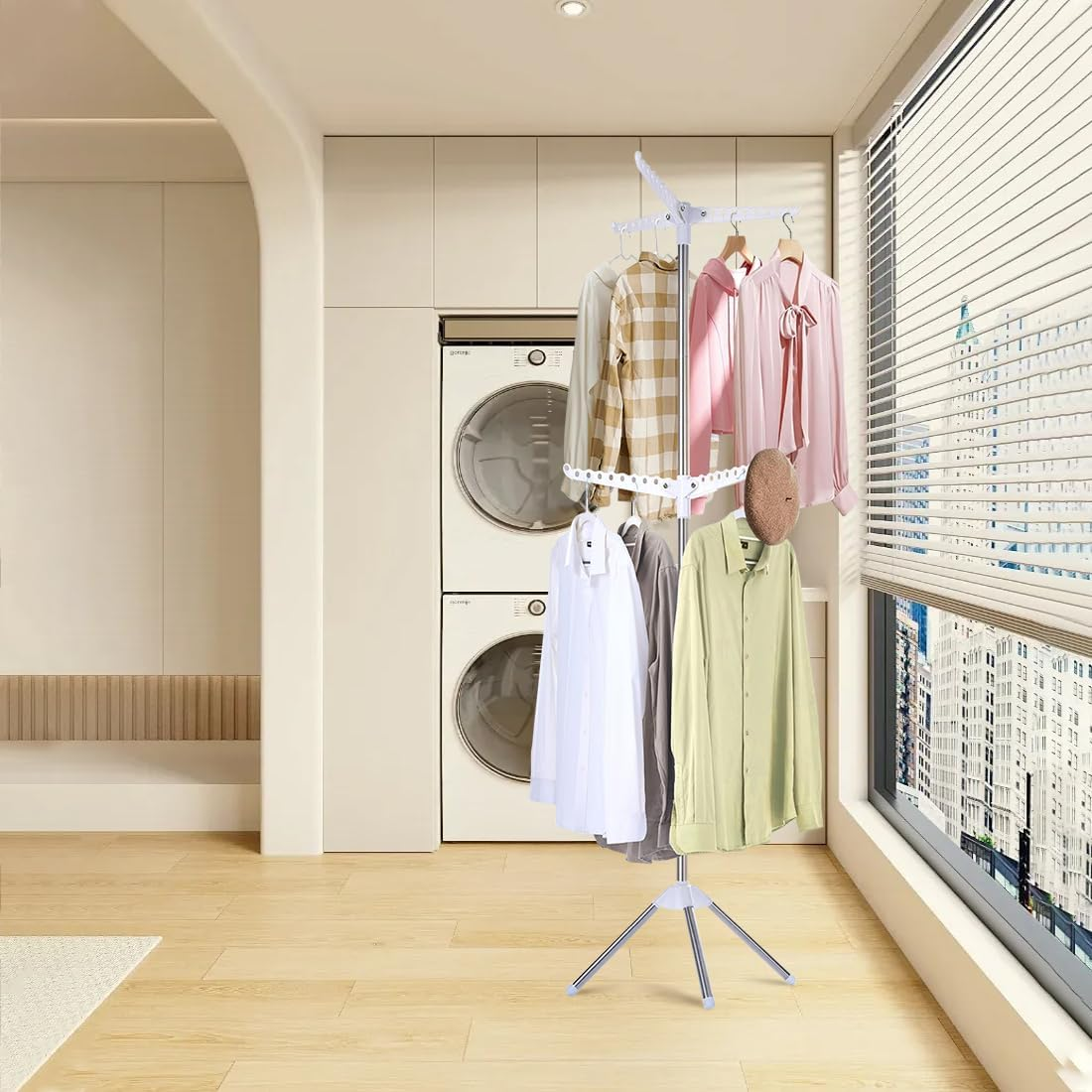 Folding Clothes Drying Rack, 65.7 Inch 2 Tier Laundry Drying Rack with Rotating Clothes Rail for 54 Pieces of Clothes image number 1