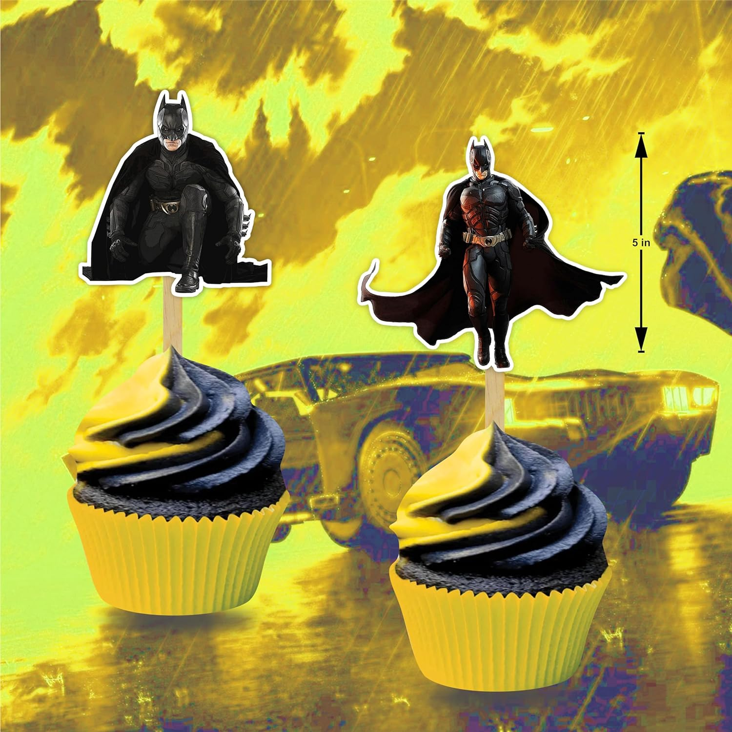 Seyal Btman Cupcake Toppers &ndash; Bold & Fun Superhero Decorations &ndash; Perfect for Btman Themed Birthday Parties, Kids Events & Superhero Celebrations image number 4