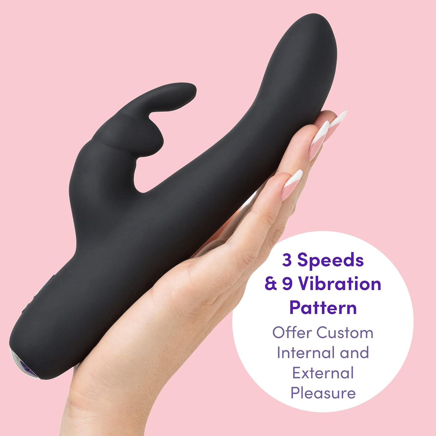 Fifty Shades of Grey Greedy Girl Rabbit Vibrator - 5 Inch Slimline Silicone G Spot Vibrator for Women - 9 Patterns & 3 Speeds Adult Sex Toy - Rechargeable & Waterproof - Black image number 1