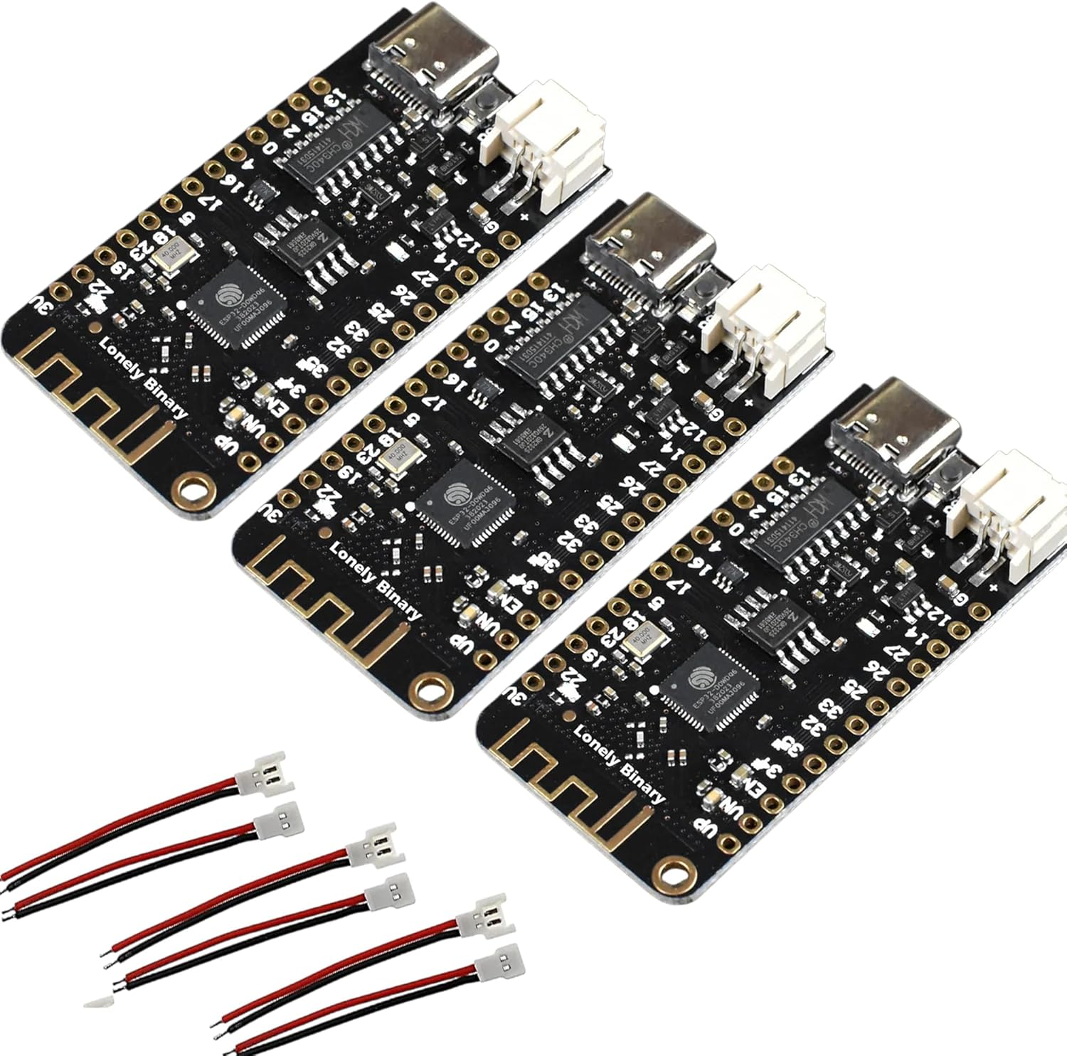 Lonely Binary 3-Pack ESP32 Lipo Development Boards with 18650 Battery Charging Support &ndash; Built-In Wifi & Bluetooth, Compatible with Arduino IDE & Micropython for Iot & DIY Electronics Projects