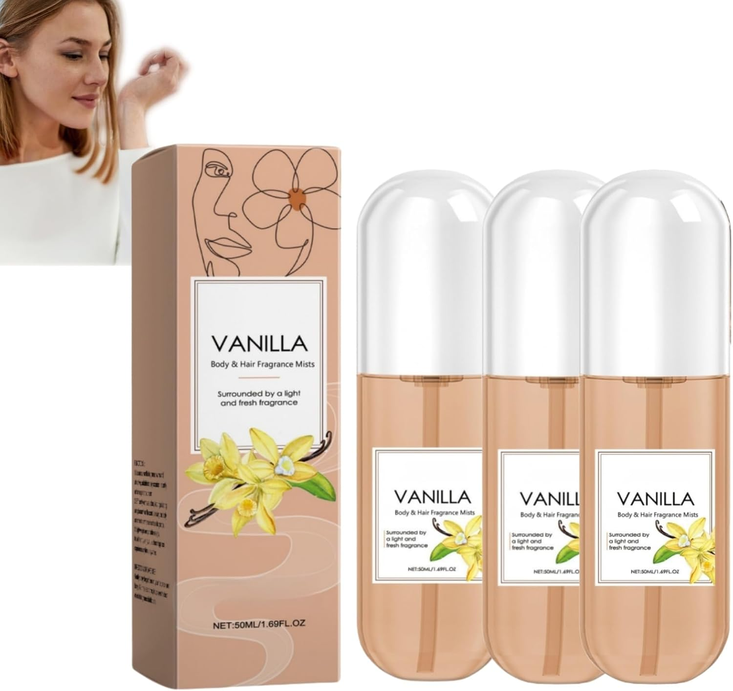 Vanilla Perfume Spray for Hair & Body, Women'S Body Sprays-Long-Lasting Light Fragrances Mists, Fruity Long Lasting Fragrances Perfume for Men & Women, Suitable for Daily Wear or Gifting (1)