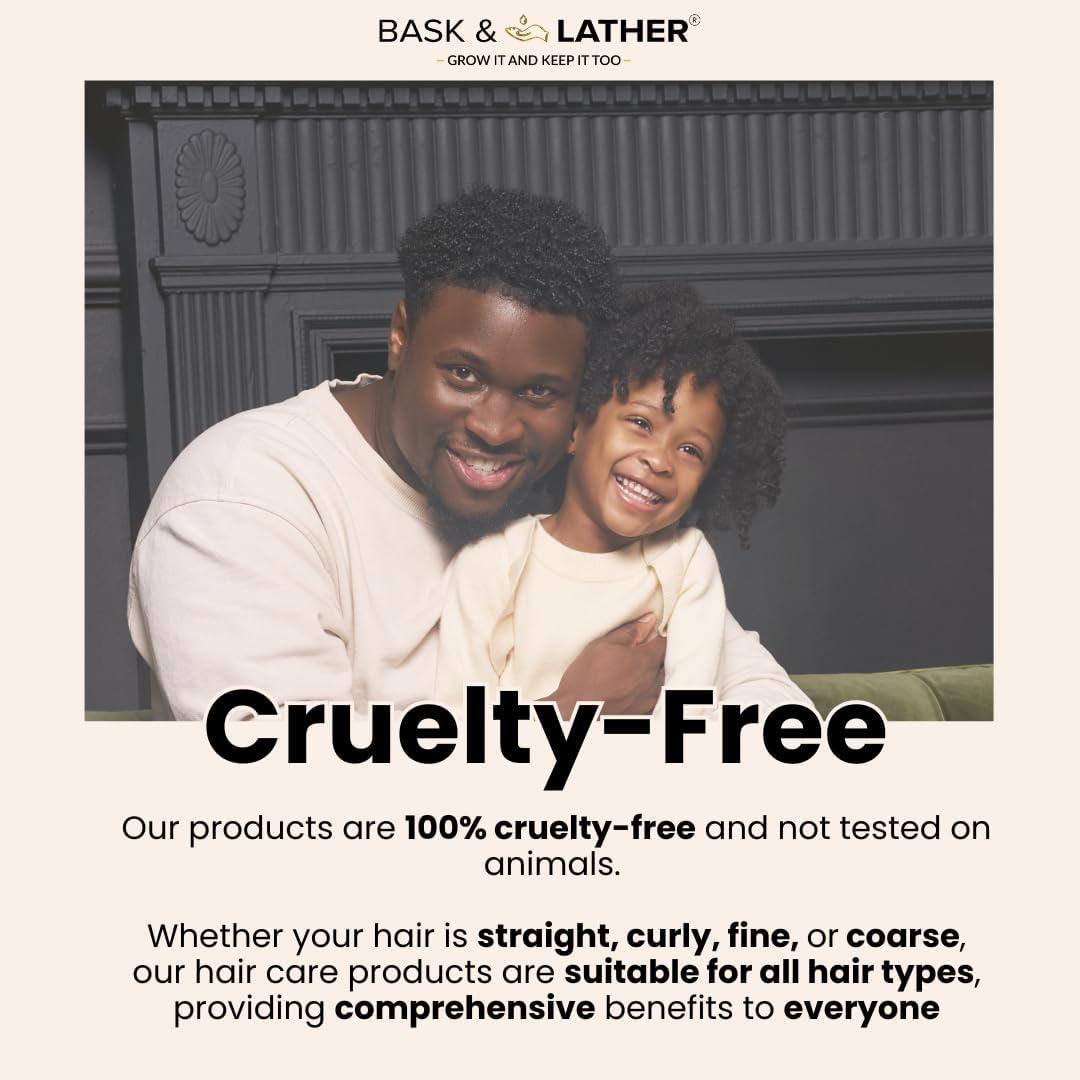 BASK & LATHER Edge Control Hair Gel, Strong Hold, Thick Edges, Styling Gel, Non-Greasy, Non-Flaking, No White Cast, Long Lasting, Supports Hair Growth, Natural Formula, for All Hair Types, 5.3 Fl Oz image number 2