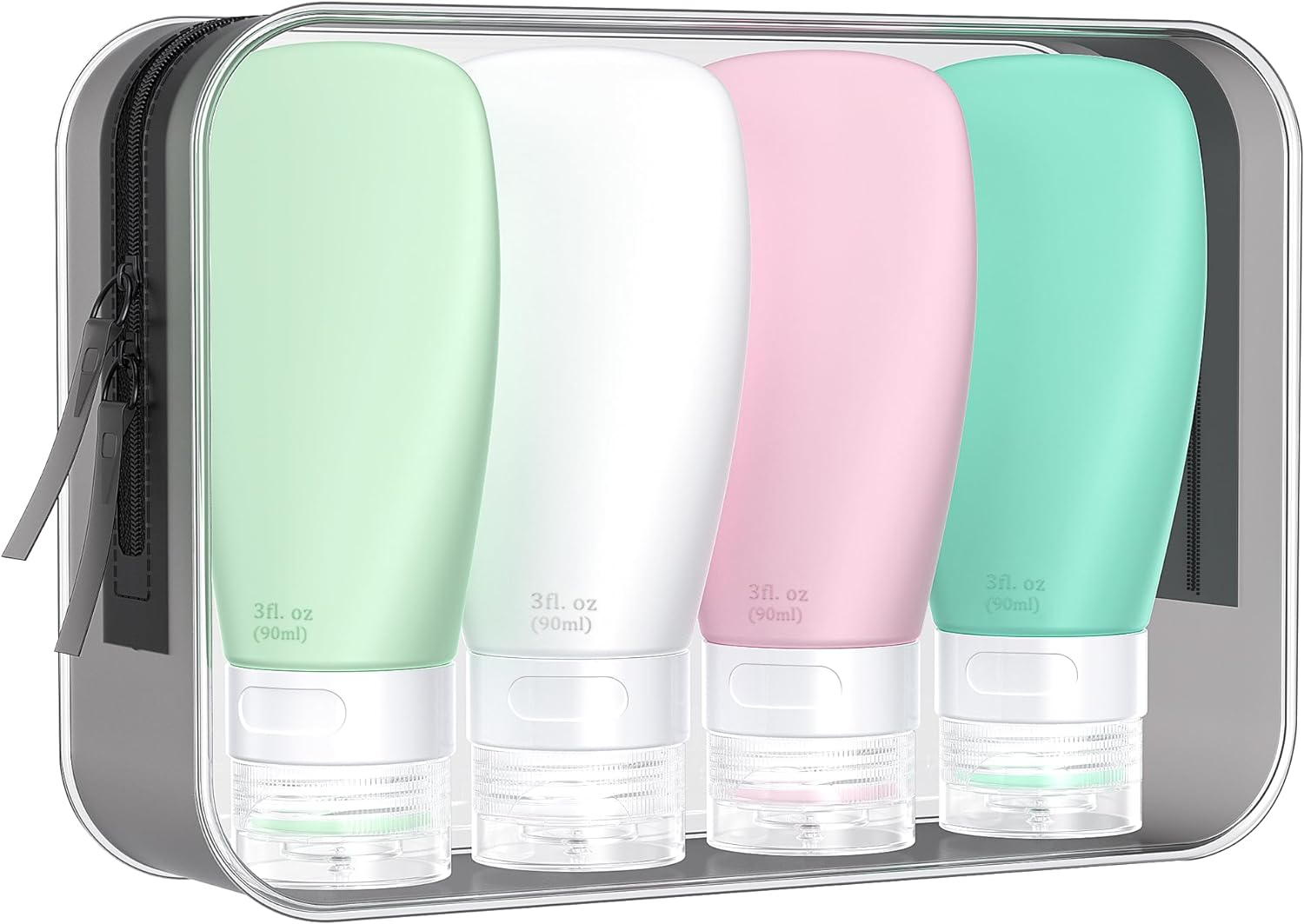 INSFIT Portable Travel Bottles, TSA Approved Travel Size Bottles Leak Proof Travel Containers for Toiletries, BPA Free Refillable Travel Accessories for Shampoo Body Wash Liquids 4 Pack, Purple 2Oz, 2