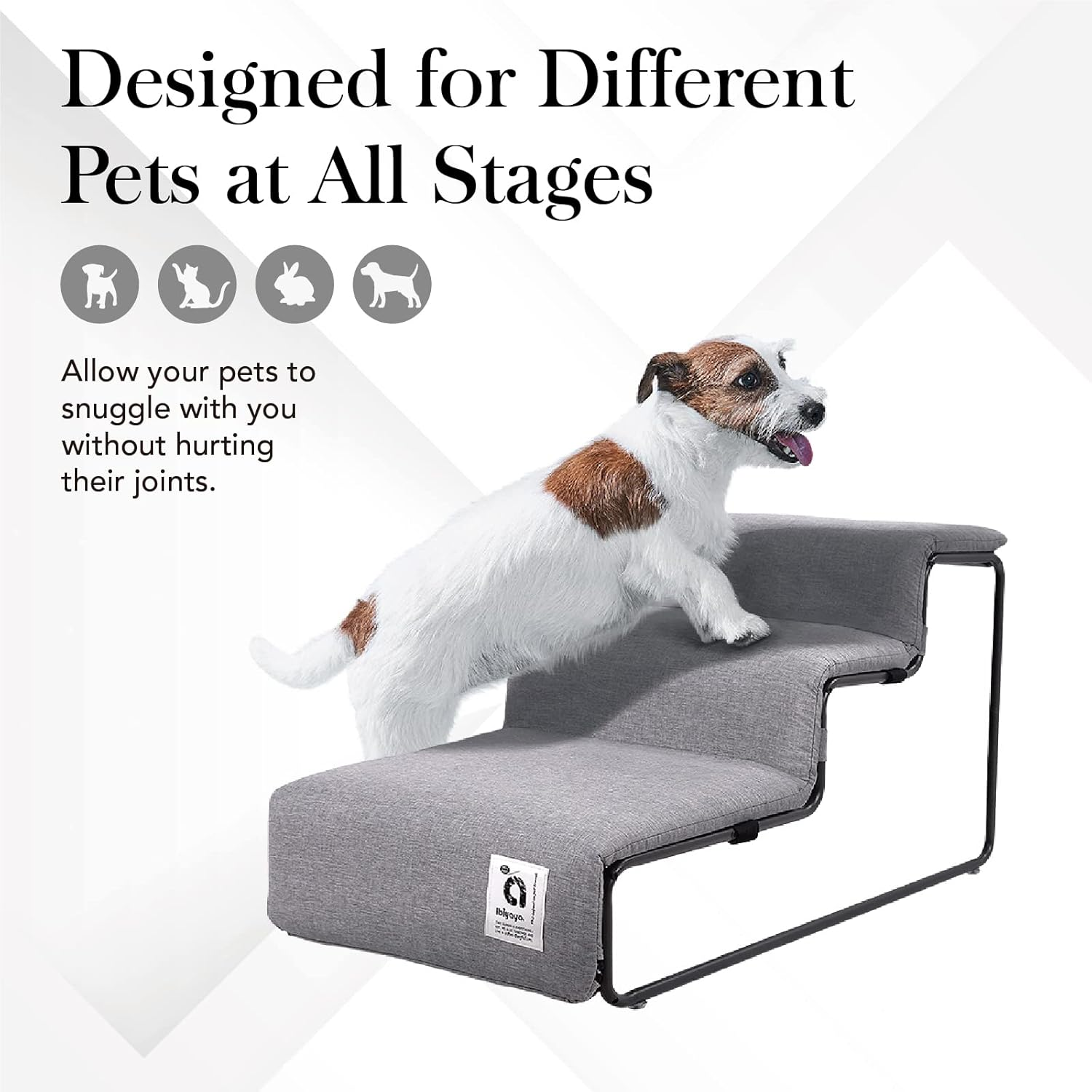 Ibiyaya Everest II Pet Stairs for Dogs and Cats, Nimbus Grey image number 1