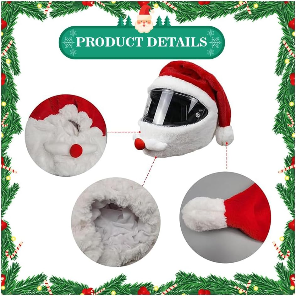 Christmas Helmet Cover for Motorcycle Helmet, Santa Claus Xmas Motorcycle Helmet Cover Funny Riding Gear Gifts