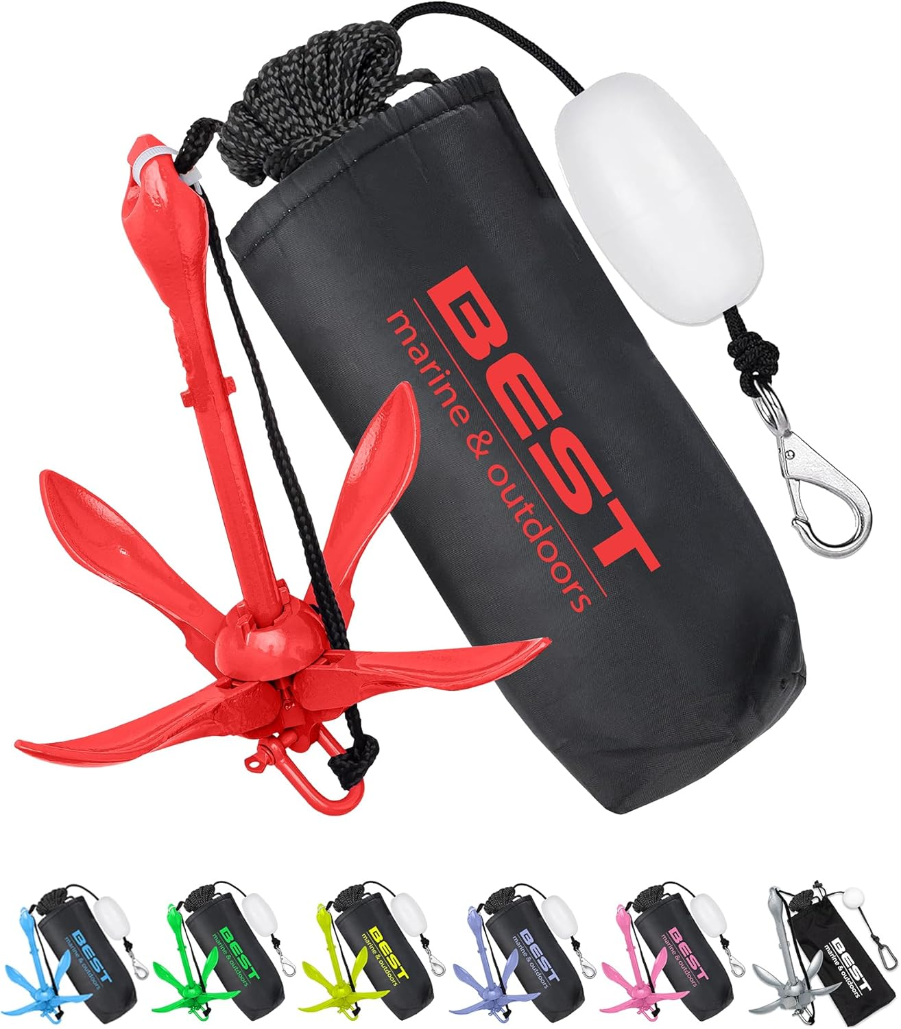 Best Marine and Outdoors Kayak Anchor, 1.6 KG Anchor System Kit for Kayaks, Canoes, SUP Paddle Boards & Jet Skis, Fishing, Boating & Kayaking Accessories - Blue image number 5