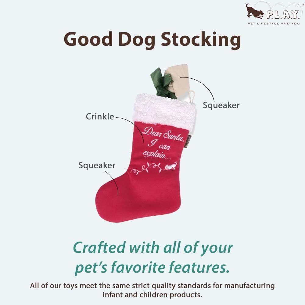 P.L.A.Y. PET LIFESTYLE and YOU - Plush Toy Dog - Merry Woofmas Collection - Good Dog Stocking image number 2