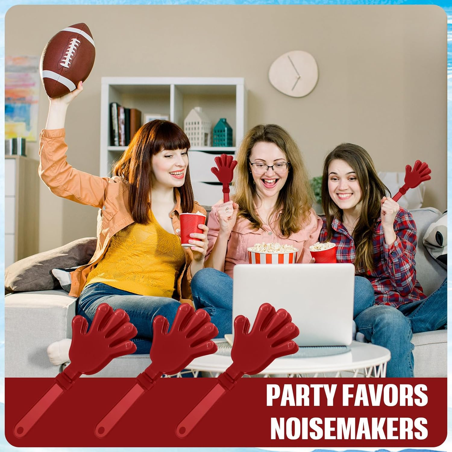 ZCYSRLQIN 24 Pcs Maroon Hand Clappers 7.5 Inch Clappers Noisemakers Noise Makers Party Favors Plastic Clapper Sporting Events Cheers Ball Dance Basketball Football Noisemakers （Maroon） image number 5