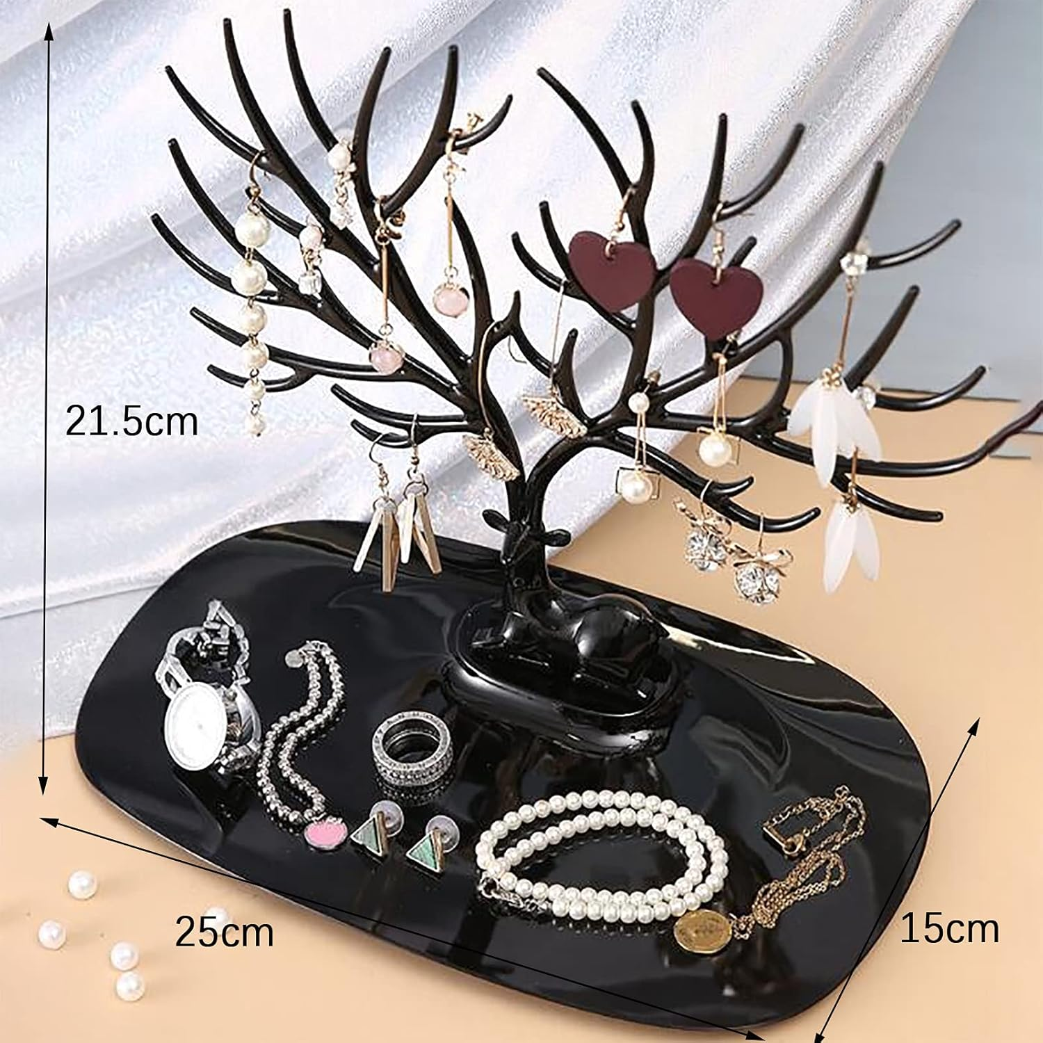 YCYUYK Jewelry Display Stand Hanging Organizer Table Top Necklace Holder Bracelet Ring Holder Trinket Tray Tree Stand Pink - Color-1 image number 3