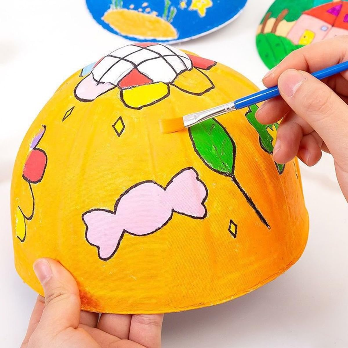 AIMALL 50/100PCS Plastic Flat Tip Paint Brushes Set, Kids DIY Ceramics and Watercolor Crafts, Ergonomic Lightweight Design image number 1